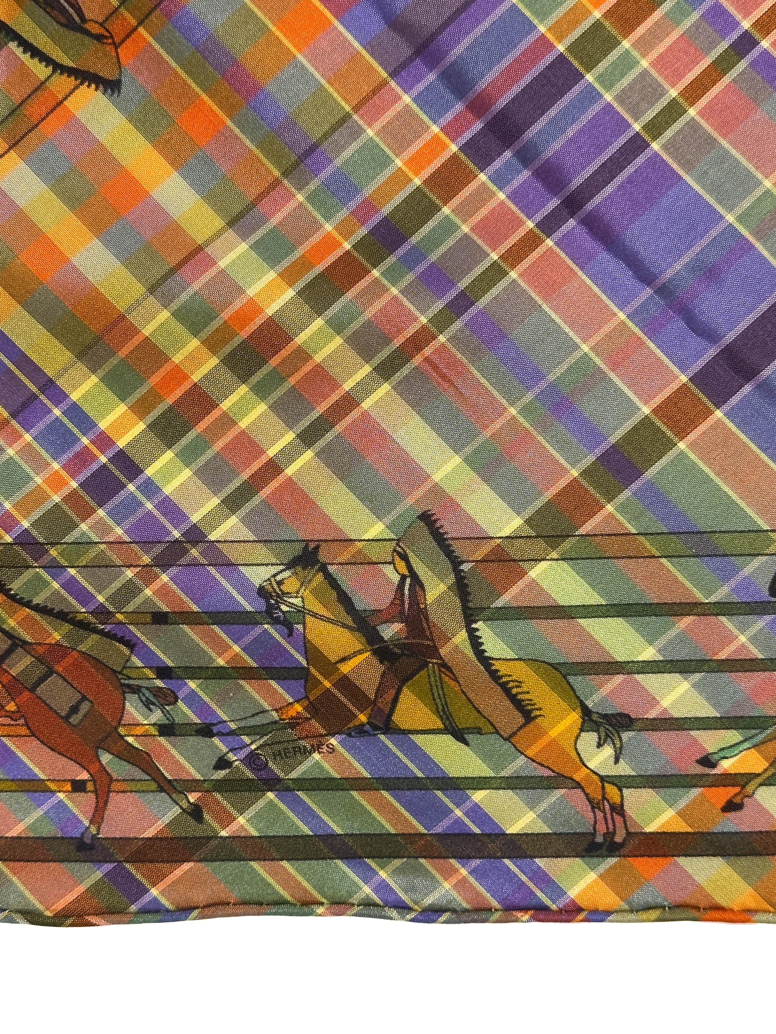 Hermès Pani La Shar Pawnee Pointe Madras Silk Taffeta Charm Triangle