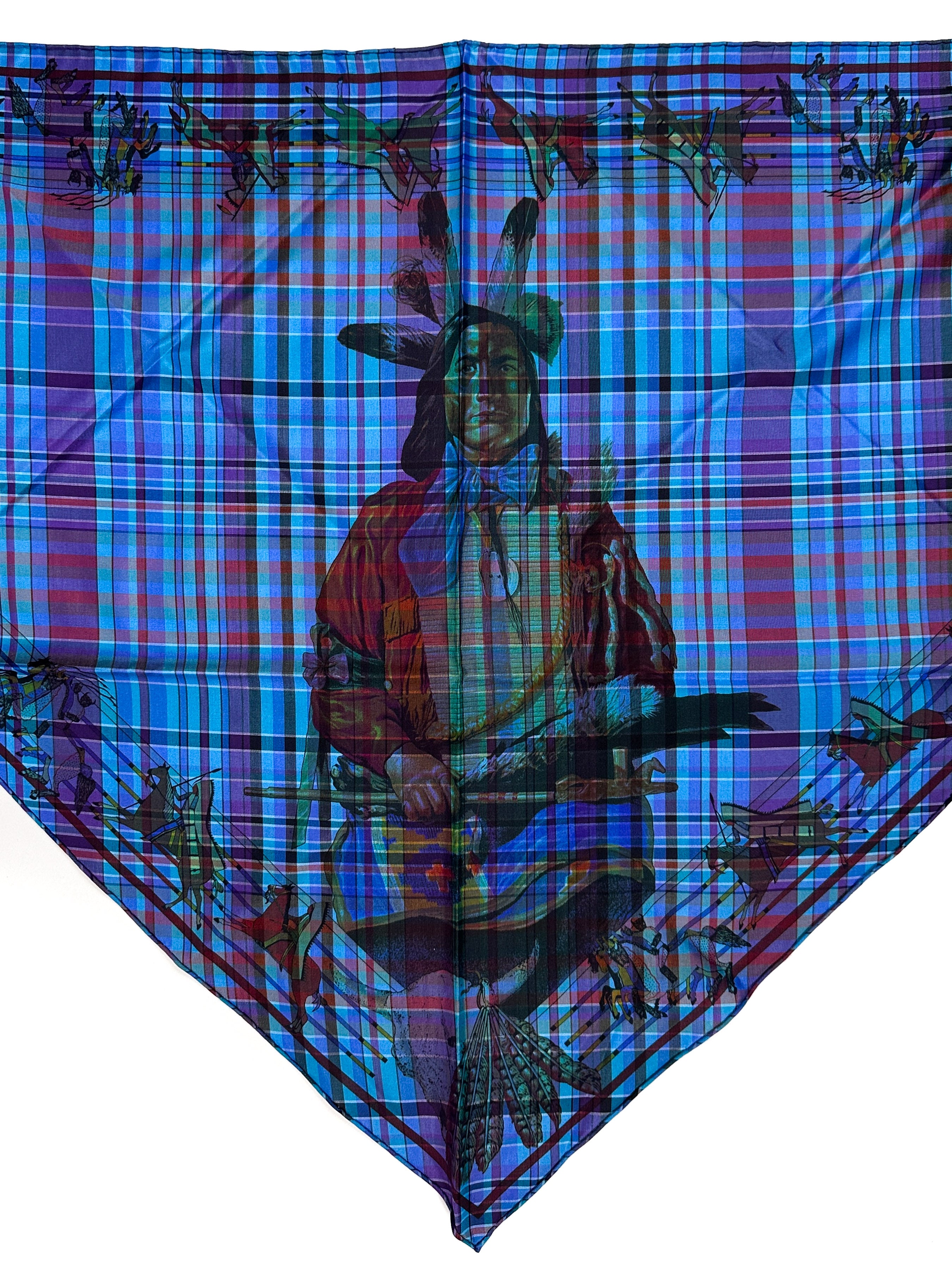 Hermès Pani La Shar Pawnee Pointe Madras Silk Taffeta Charm Triangle
