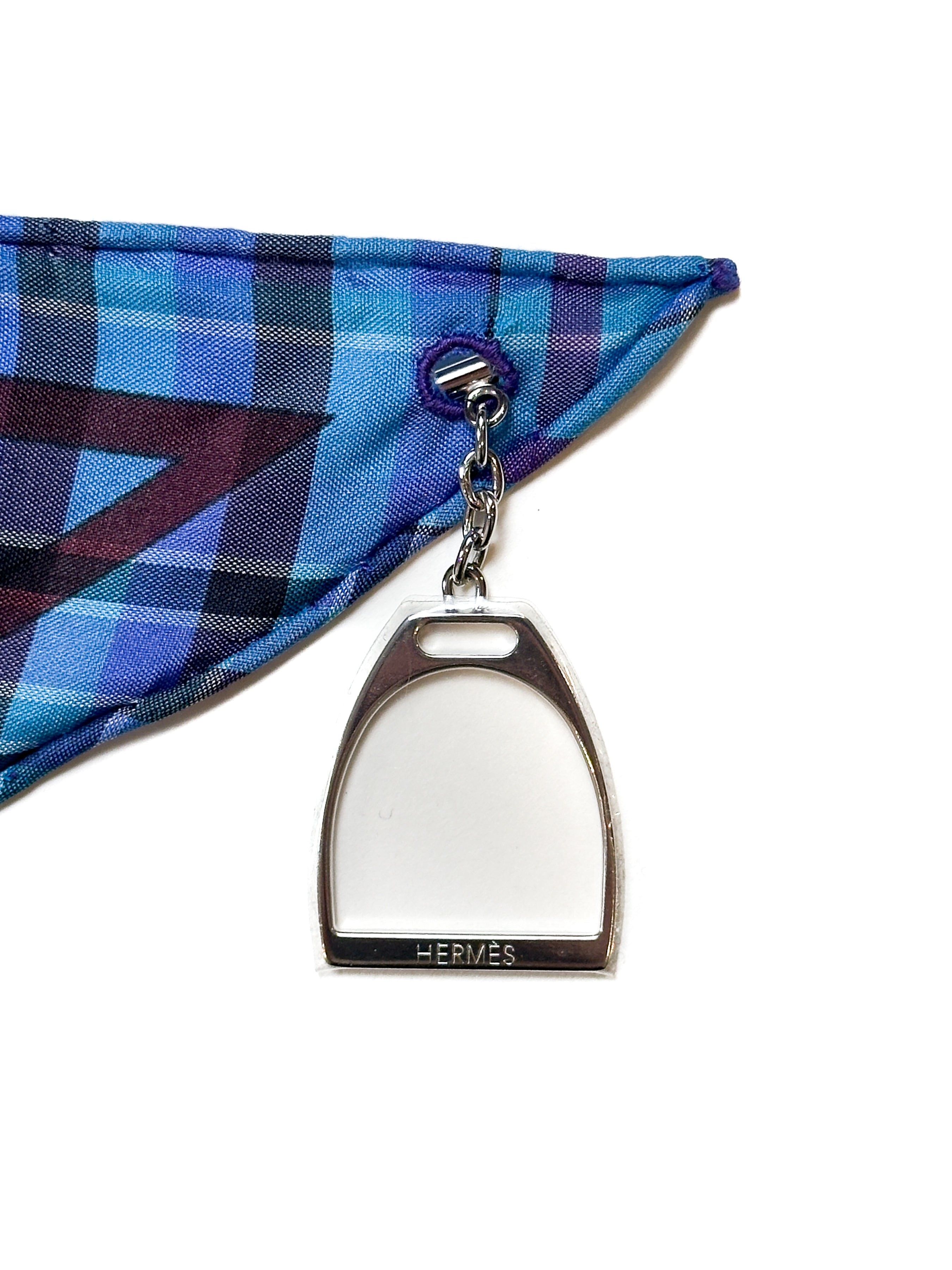 Hermès Pani La Shar Pawnee Pointe Madras Silk Taffeta Charm Triangle