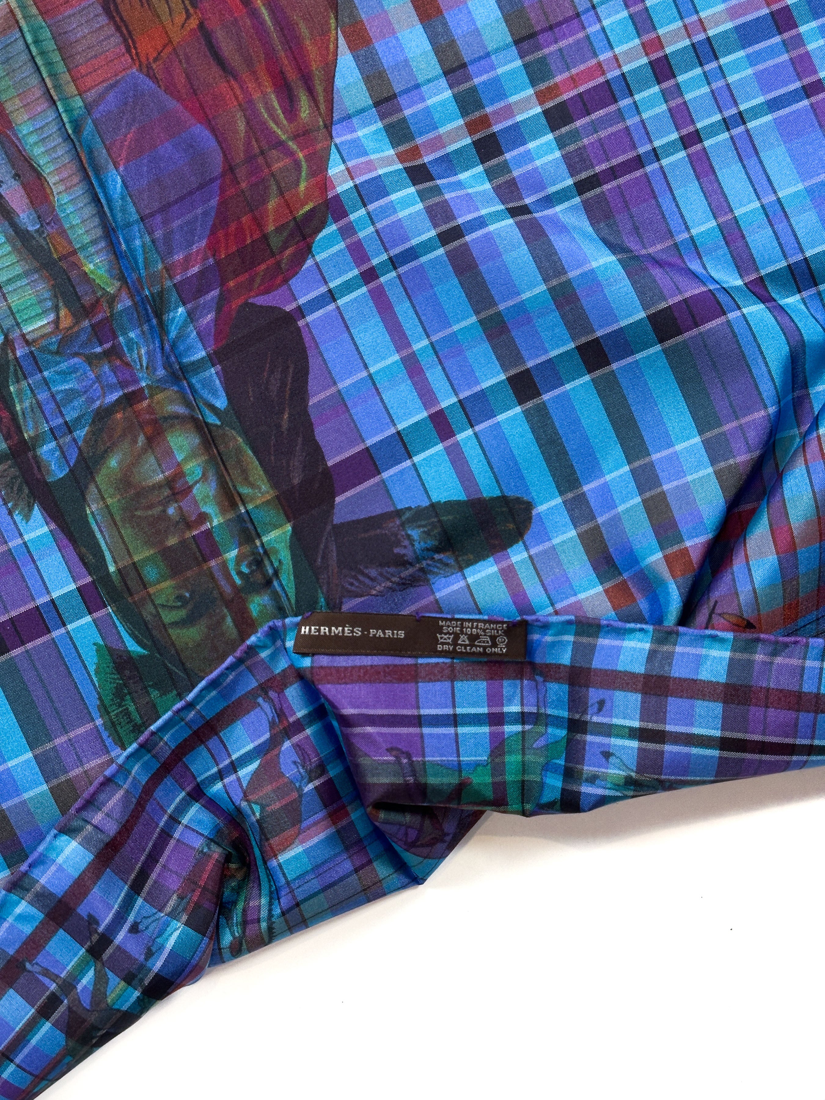 Hermès Pani La Shar Pawnee Pointe Madras Silk Taffeta Charm Triangle