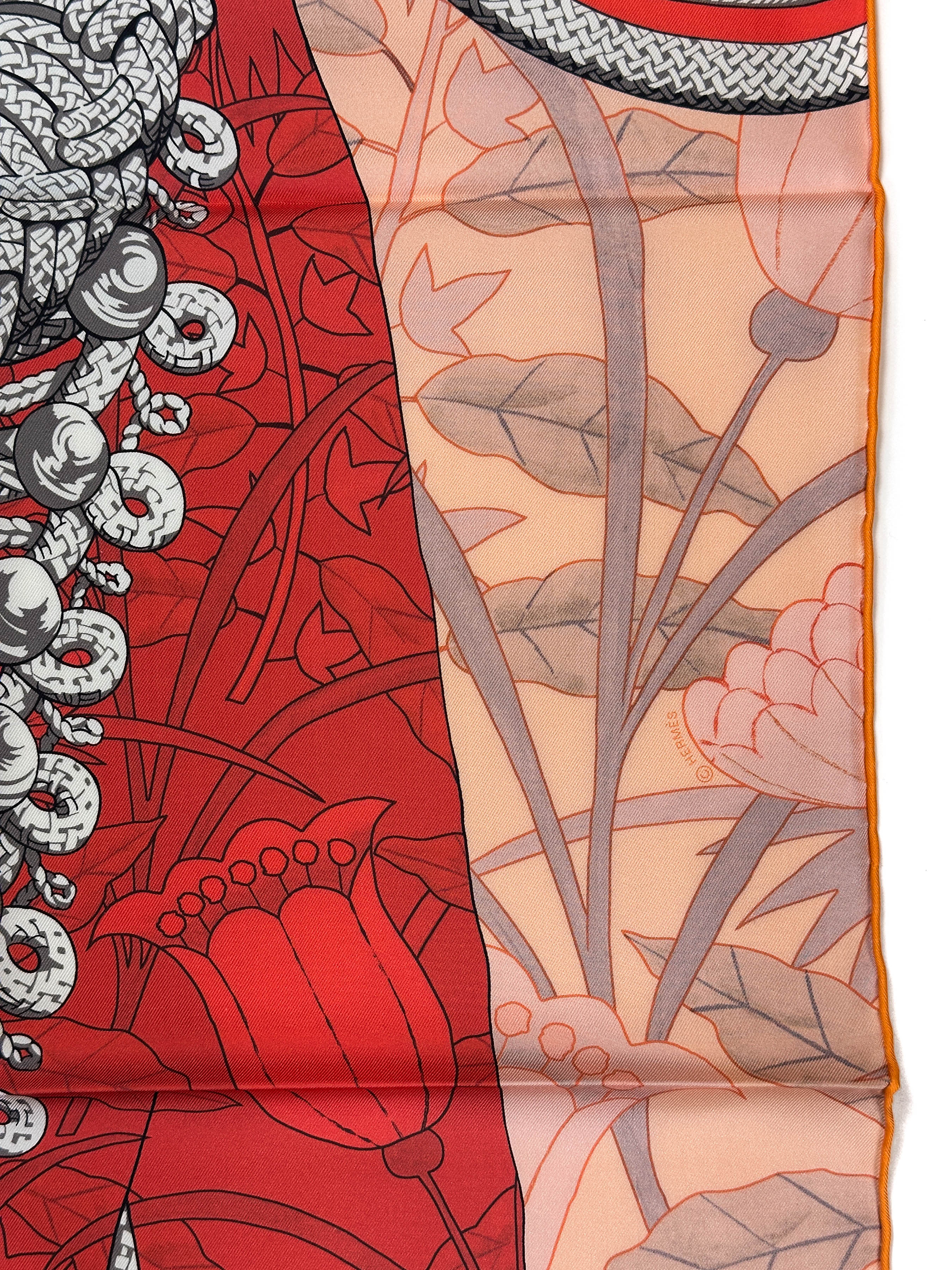 Hermès Brandebourgs Fleuris Double Face 90