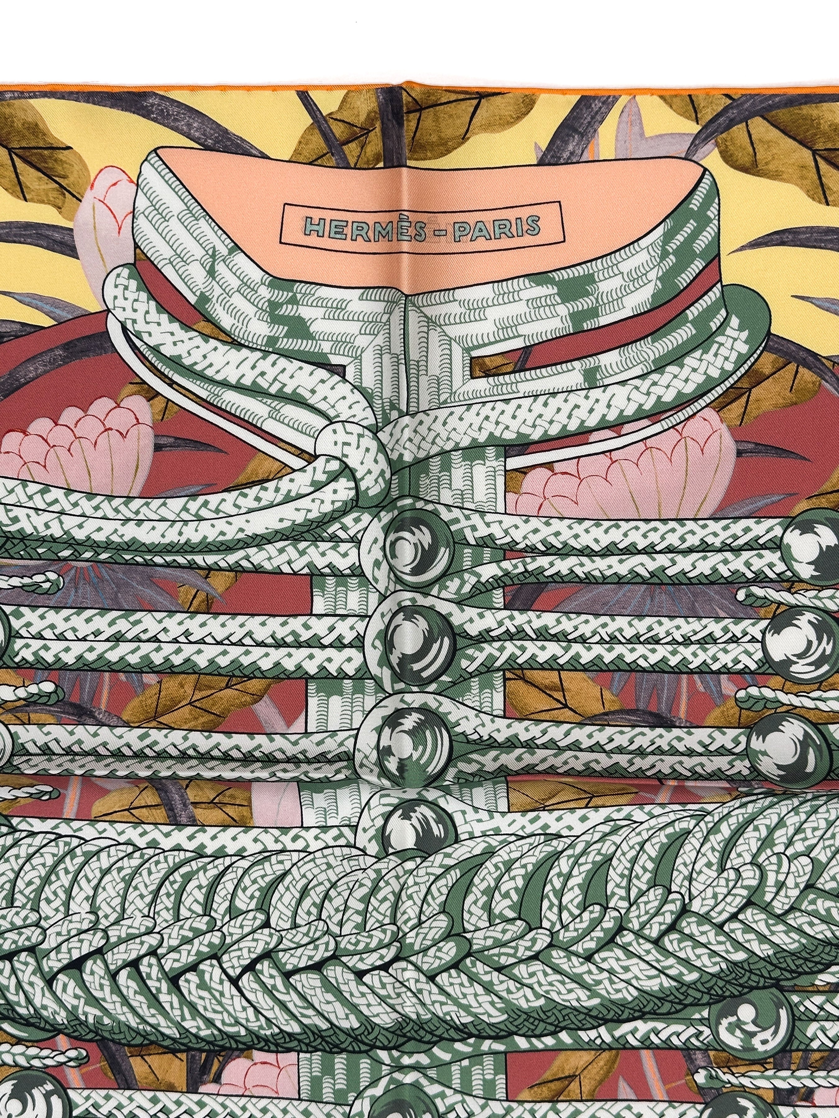 Hermès Brandebourgs Fleuris Double Face 90