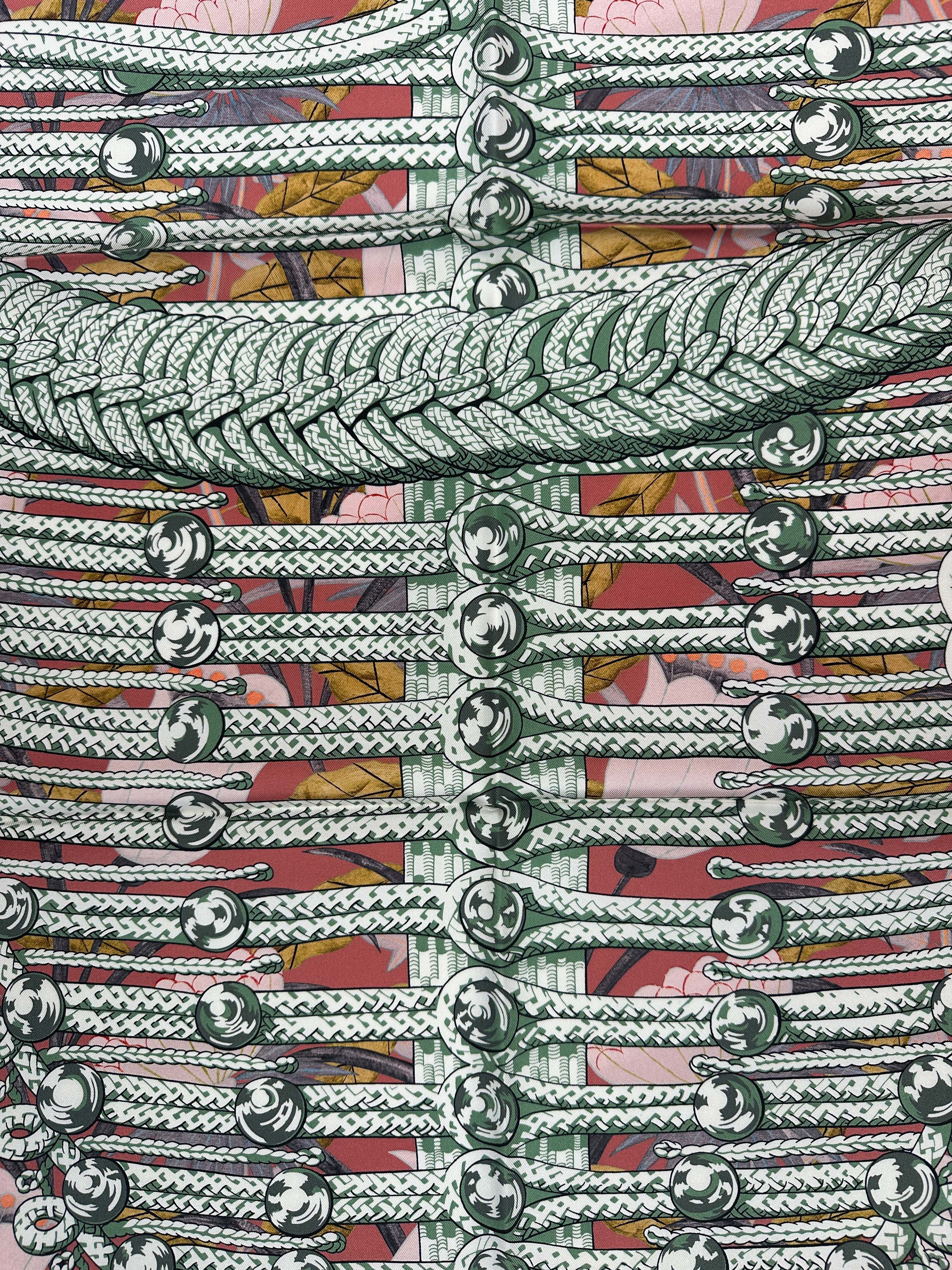 Hermès Brandebourgs Fleuris Double Face 90