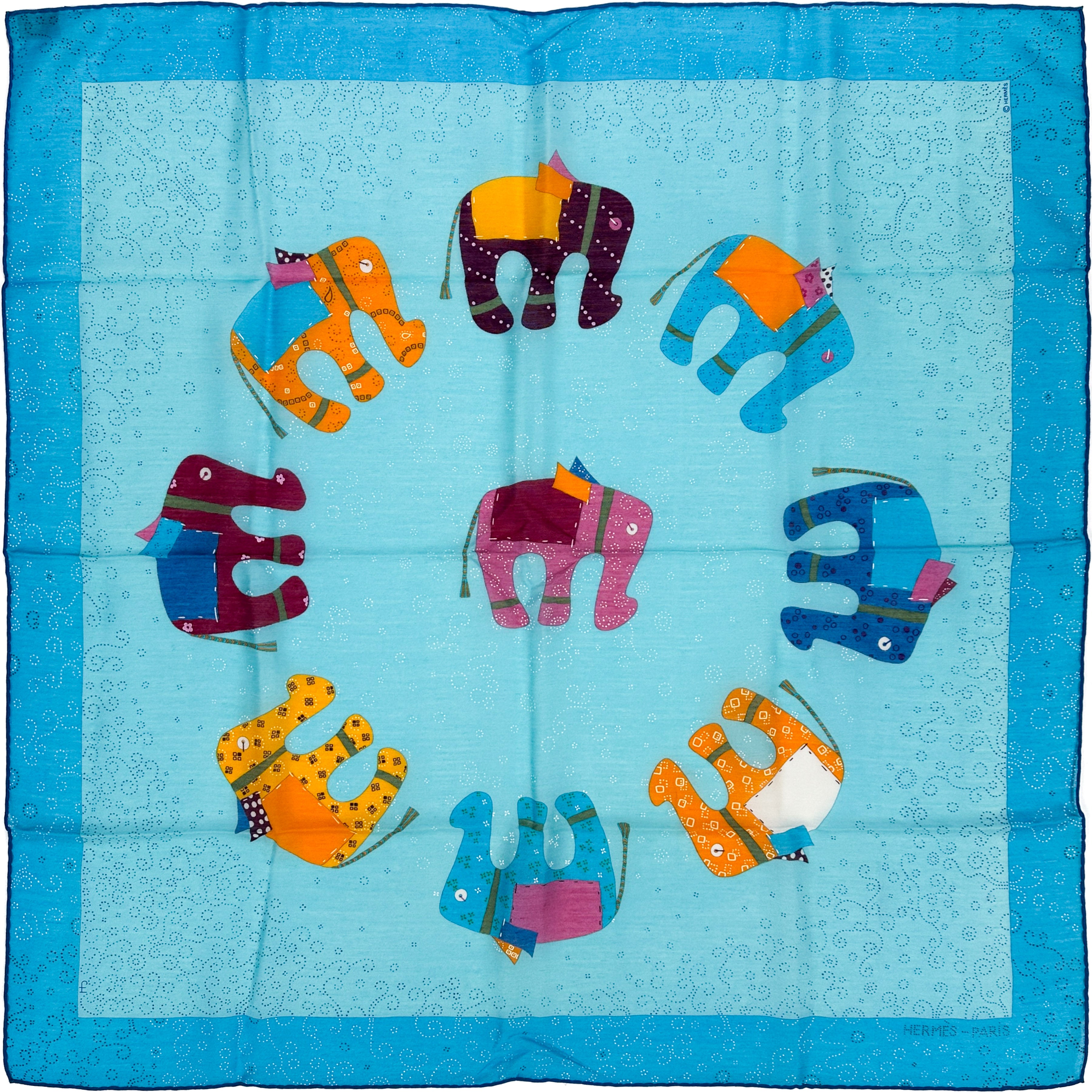 Hermès La Ronde des Elephants Cashmere Silk 70