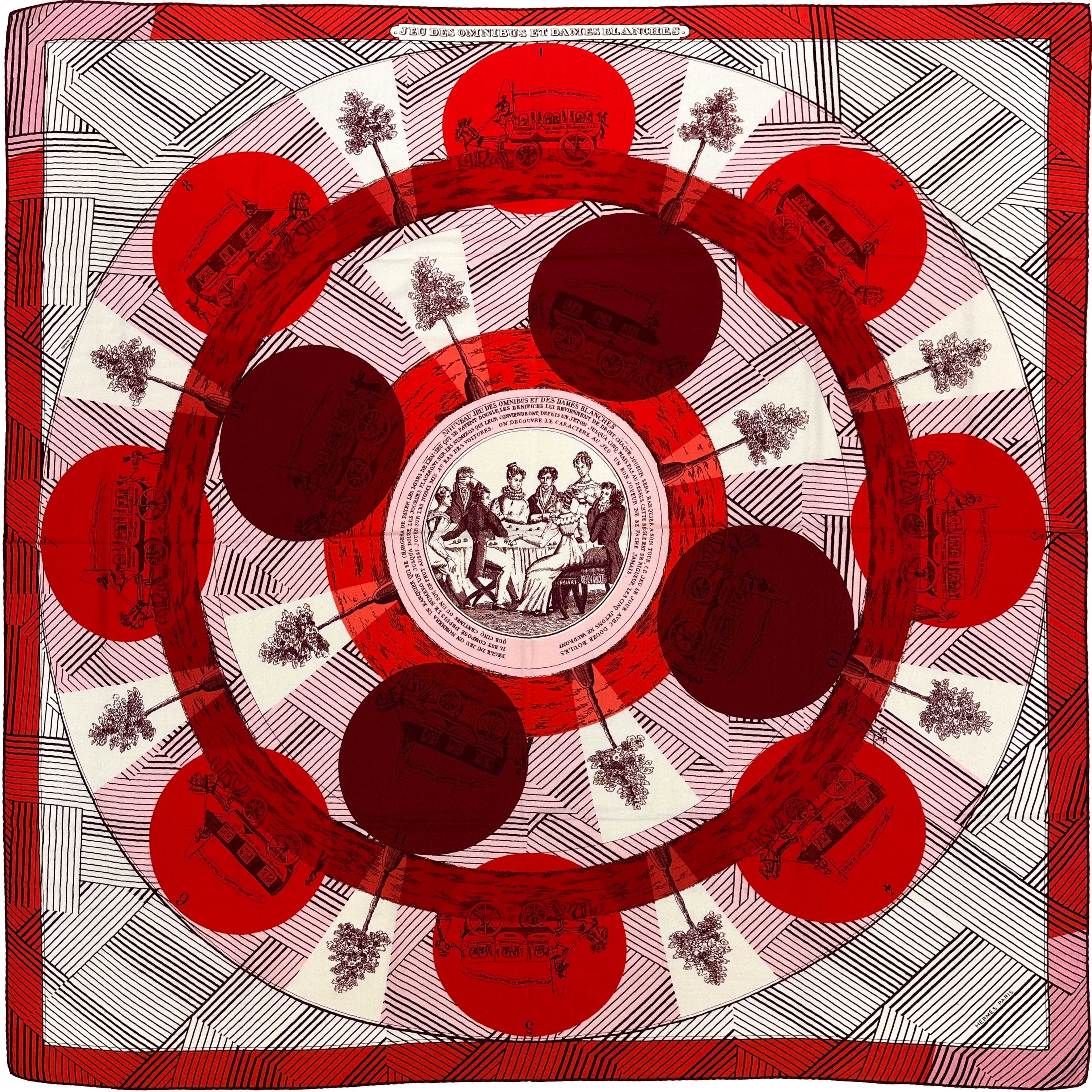 Hermès Jeu des Omnibus et Dames Blanches Cashmere Silk 140