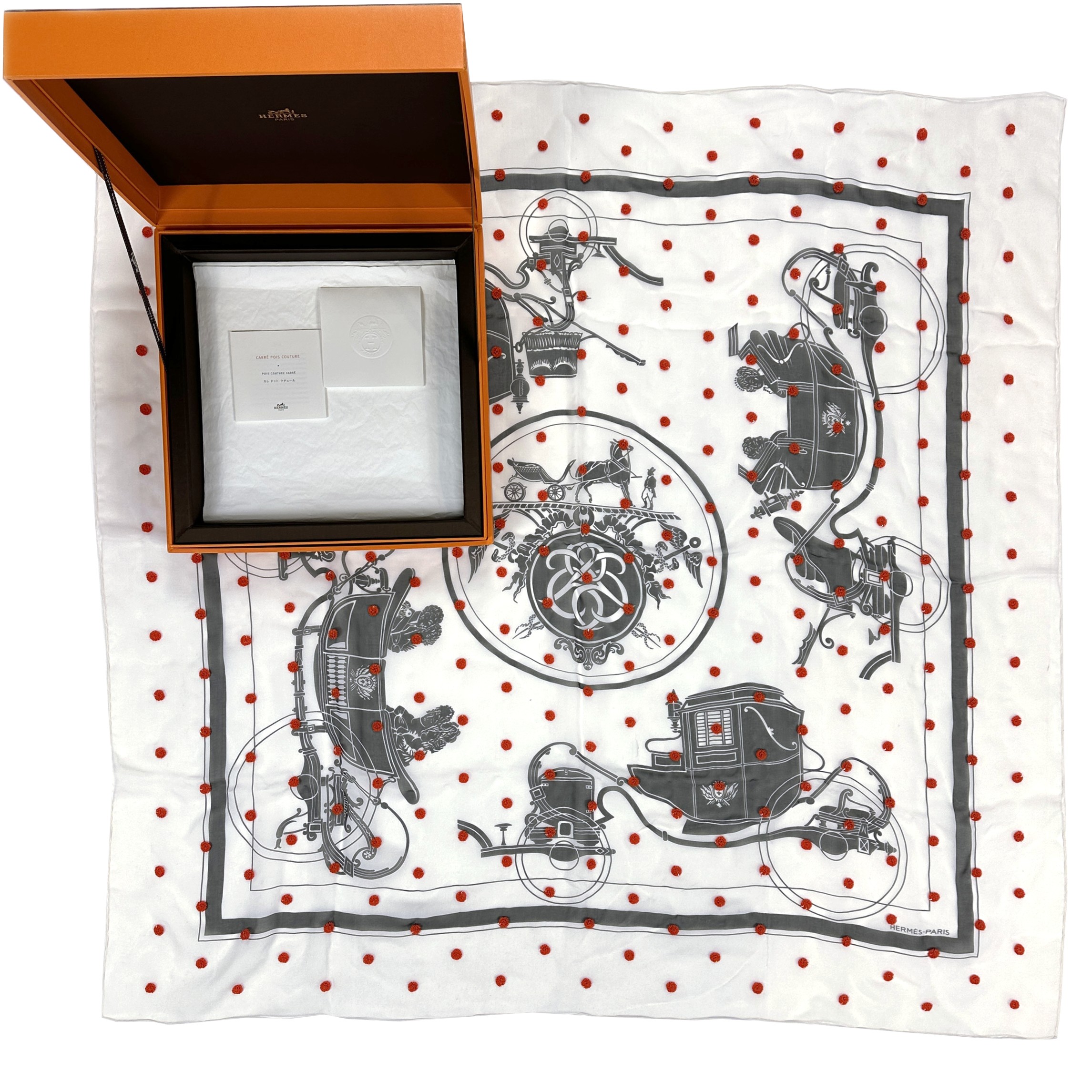 Hermès Ex-Libris Au Pois Couture Exceptional Sequin Mousseline 90
