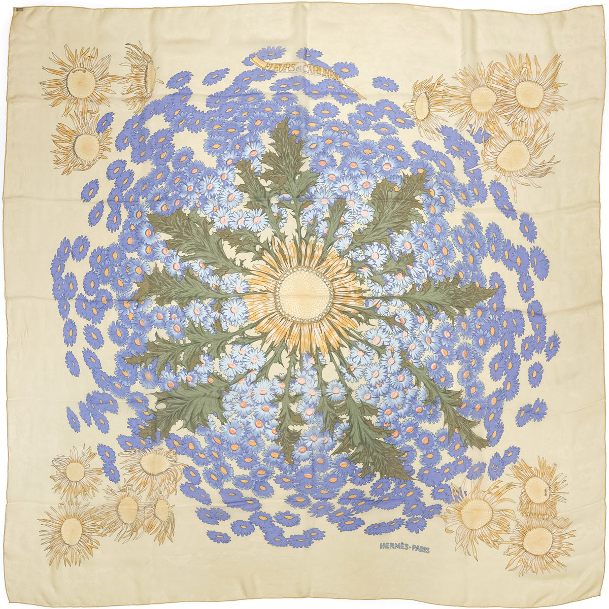 Hermès Fleurs et Carlines Mousseline 90