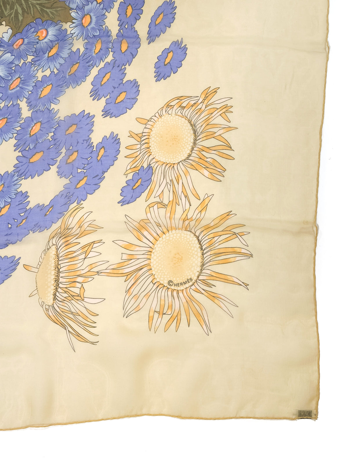 Hermès Fleurs et Carlines Mousseline 90