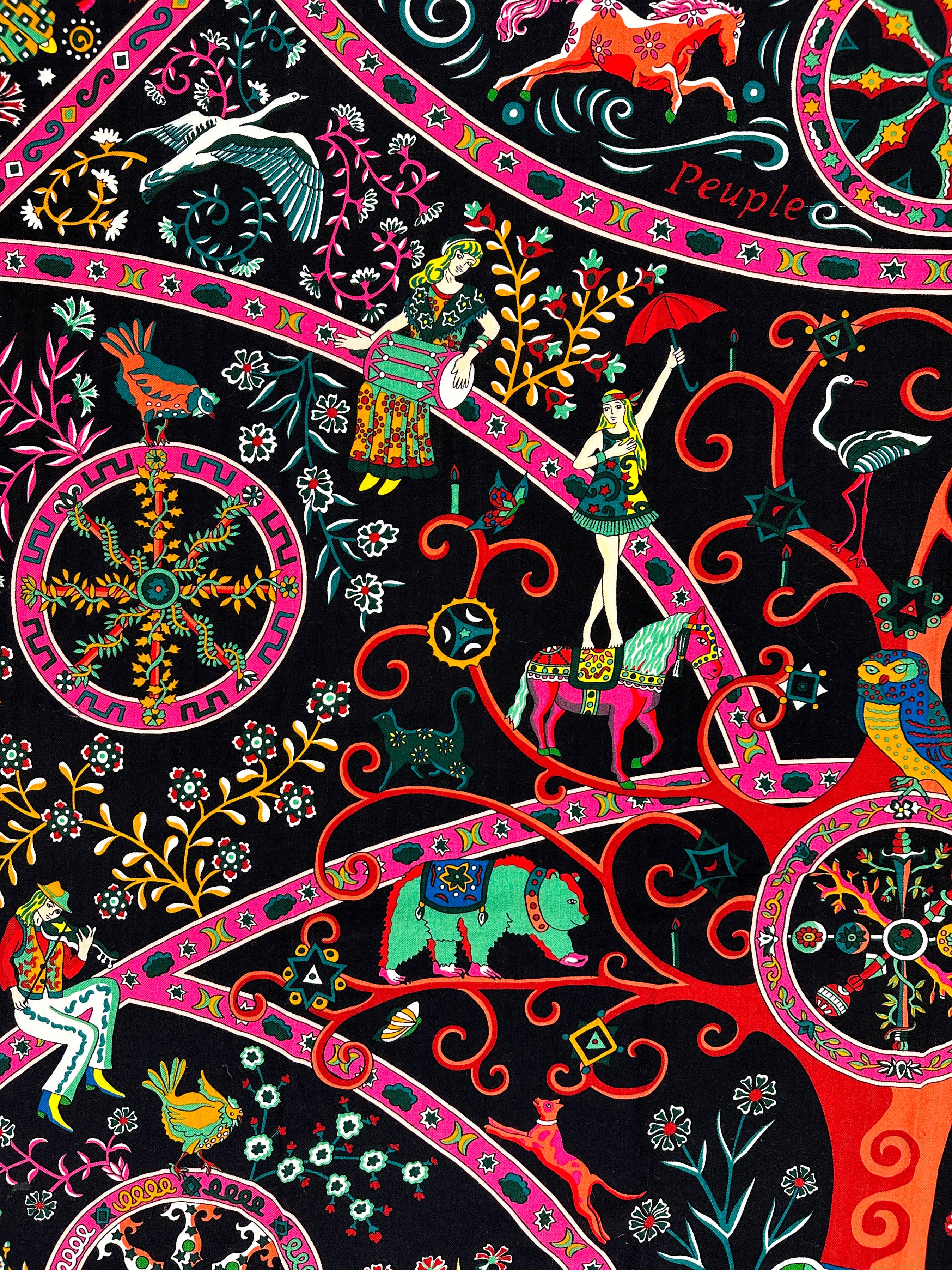 Hermès Peuple Du Vent Cashmere Silk 140