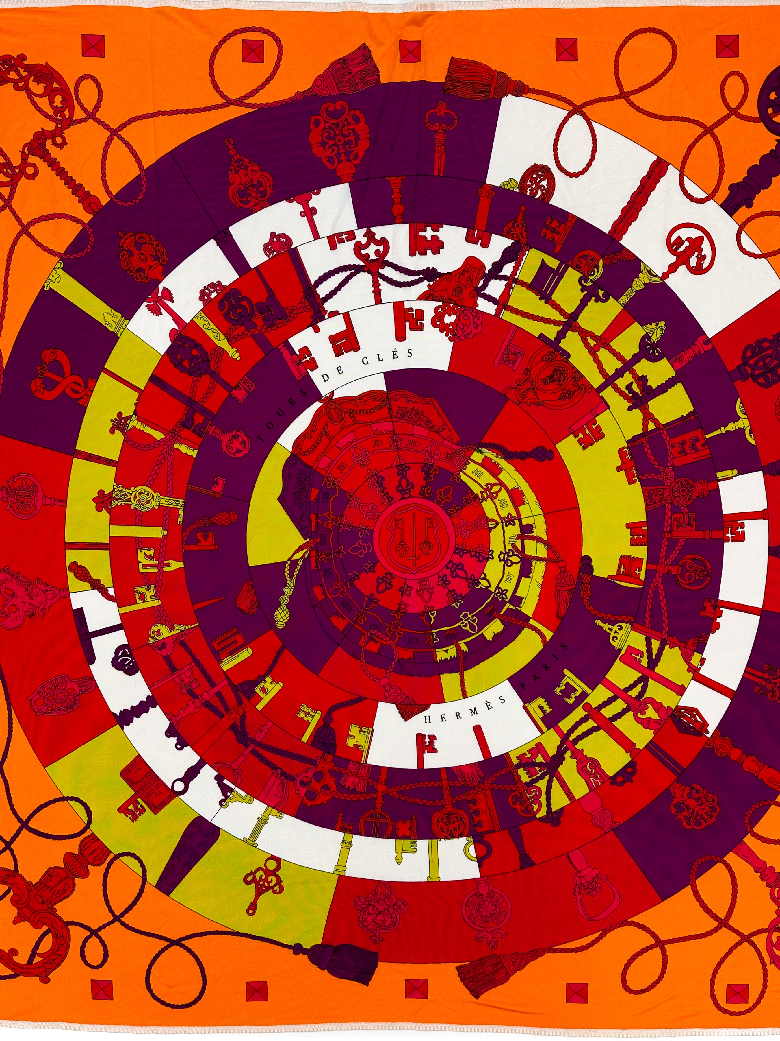 Hermès Tours de Clés Silk Jersey 90