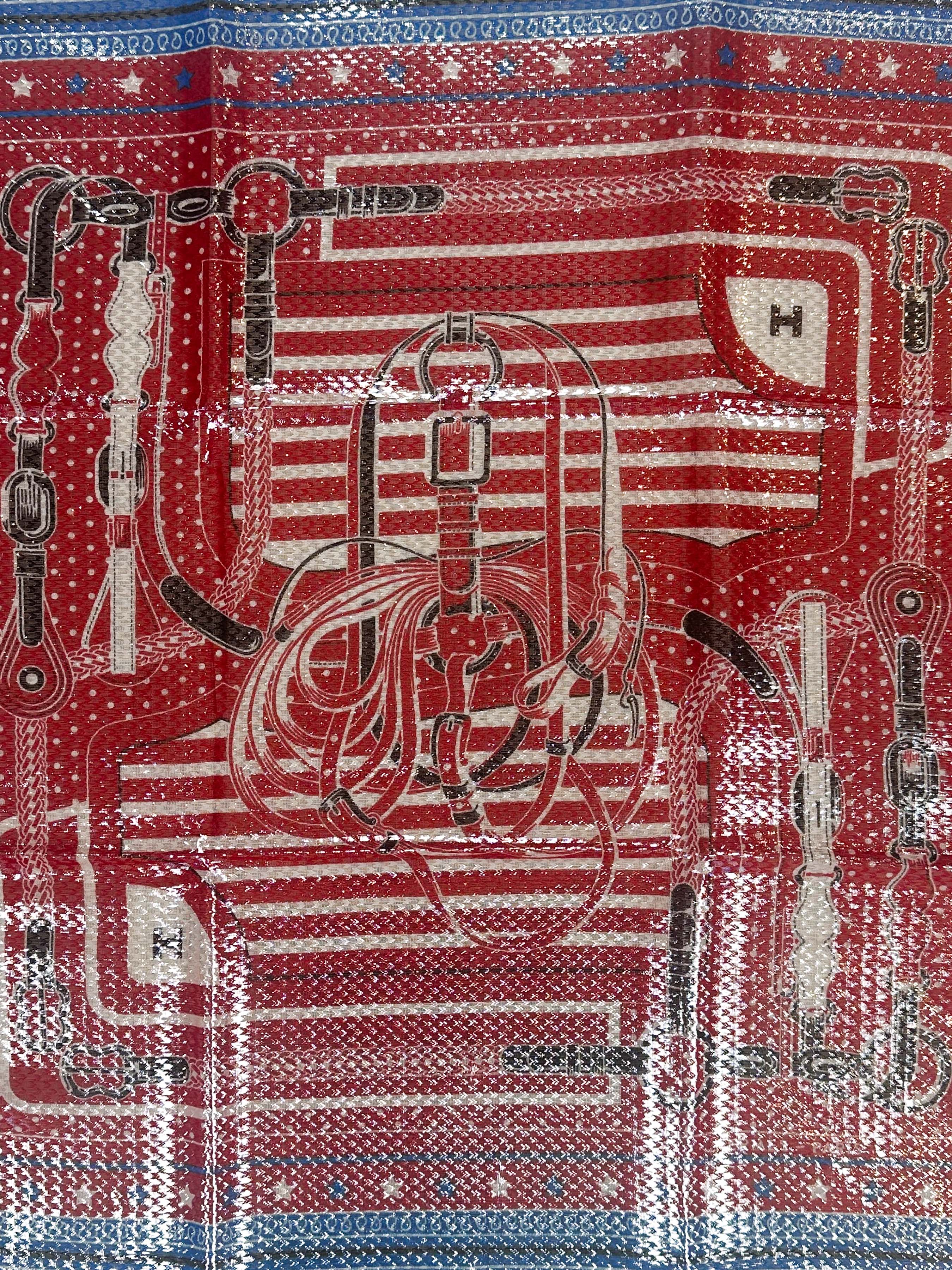 Hermès Coaching Disco Metallic Bandana 55