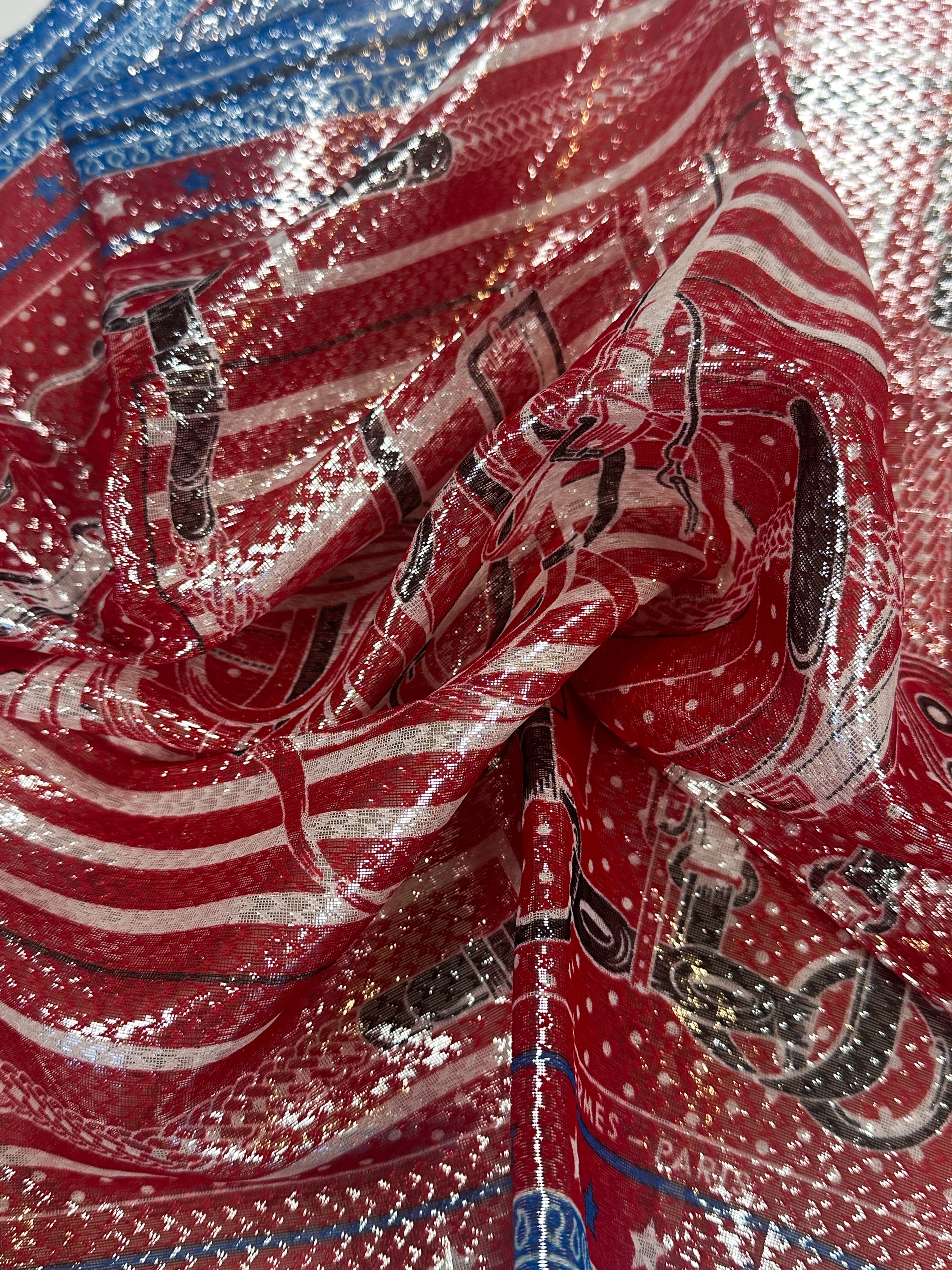 Hermès Coaching Disco Metallic Bandana 55