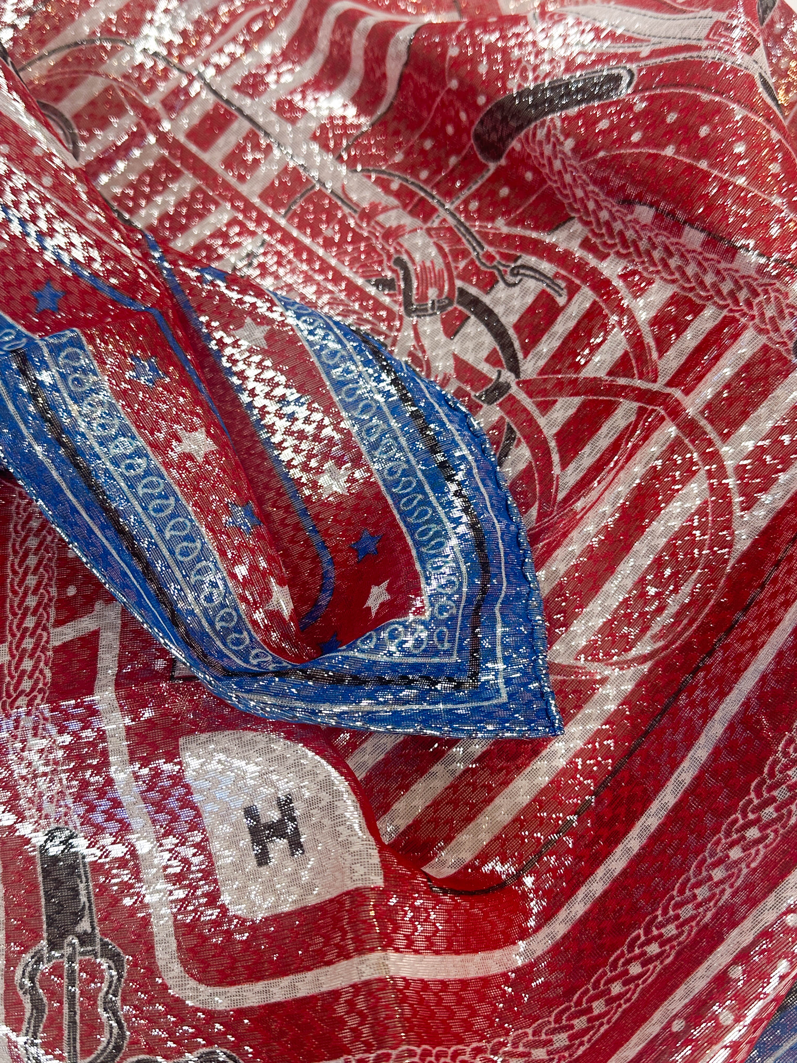 Hermès Coaching Disco Metallic Bandana 55