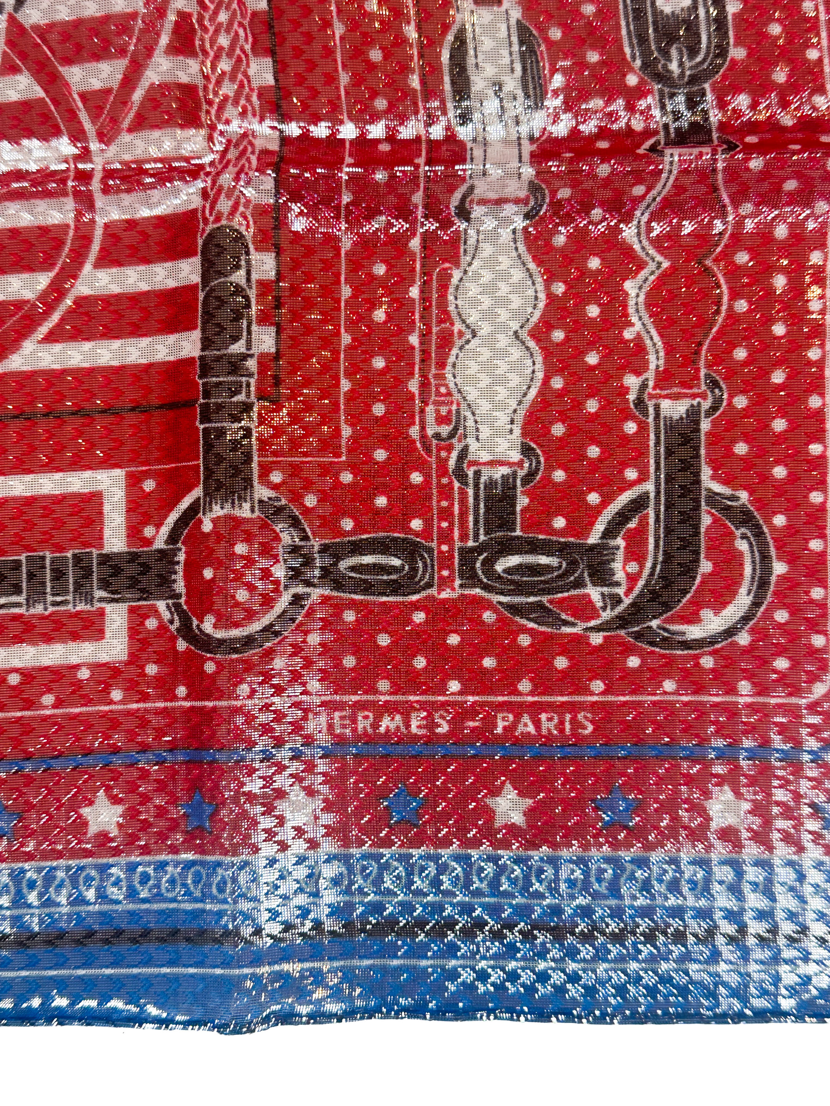Hermès Coaching Disco Metallic Bandana 55