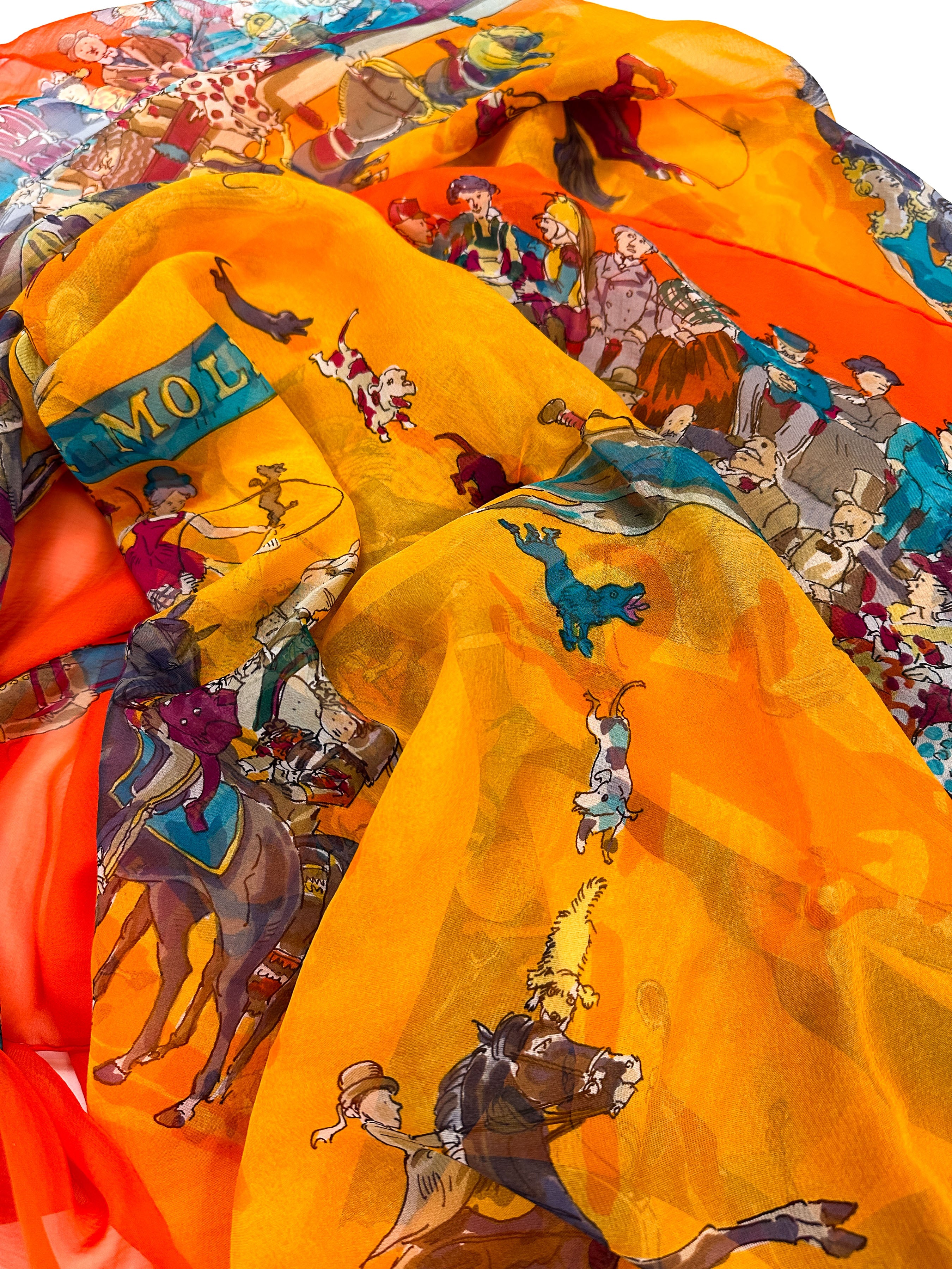 希少美品✨エルメス Cirque Molier デニムパンツ シルク リネン Hermès Le Cirque Molier Mousseline 140