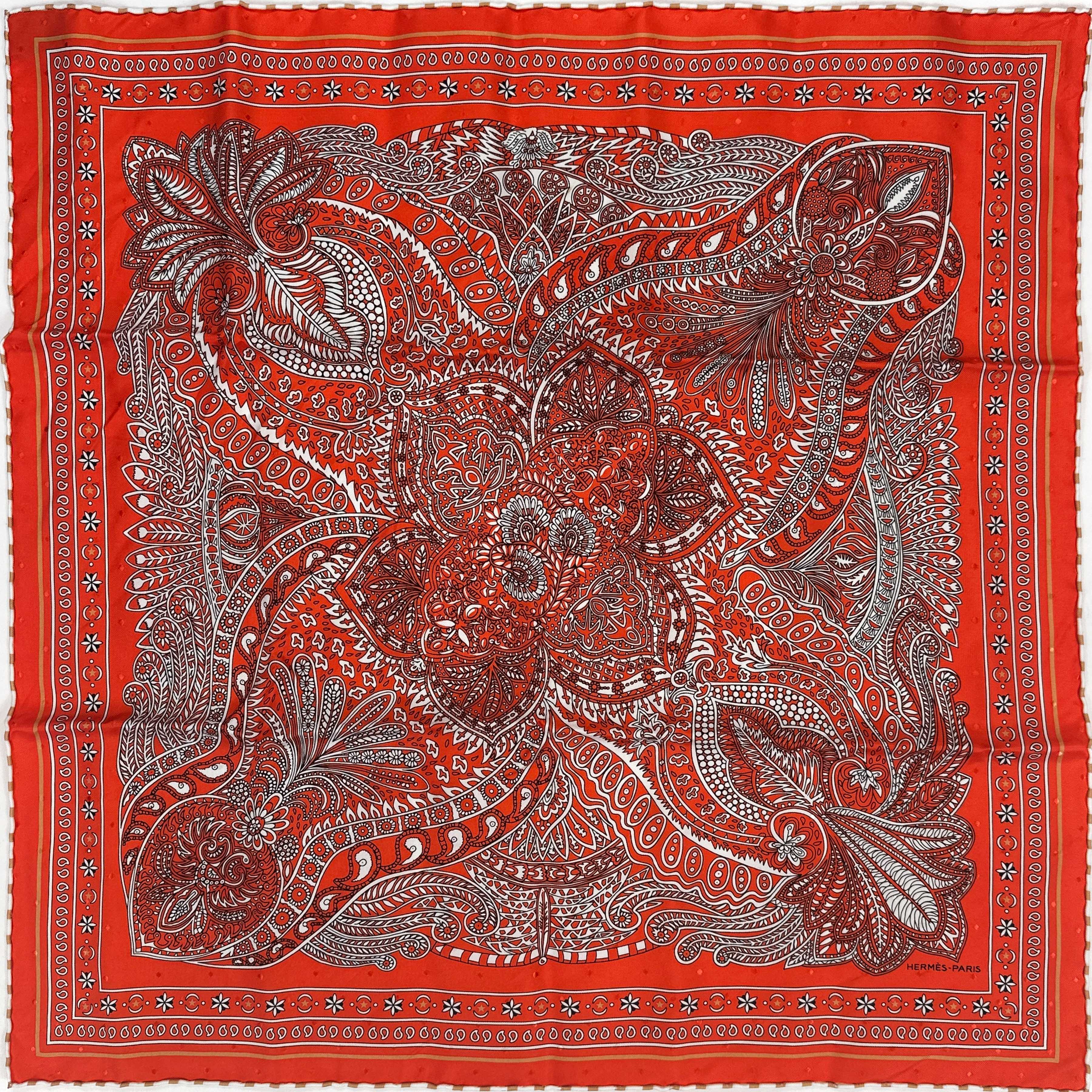 Hermès Le Jardin de Maharani Jacquard Bandana 55