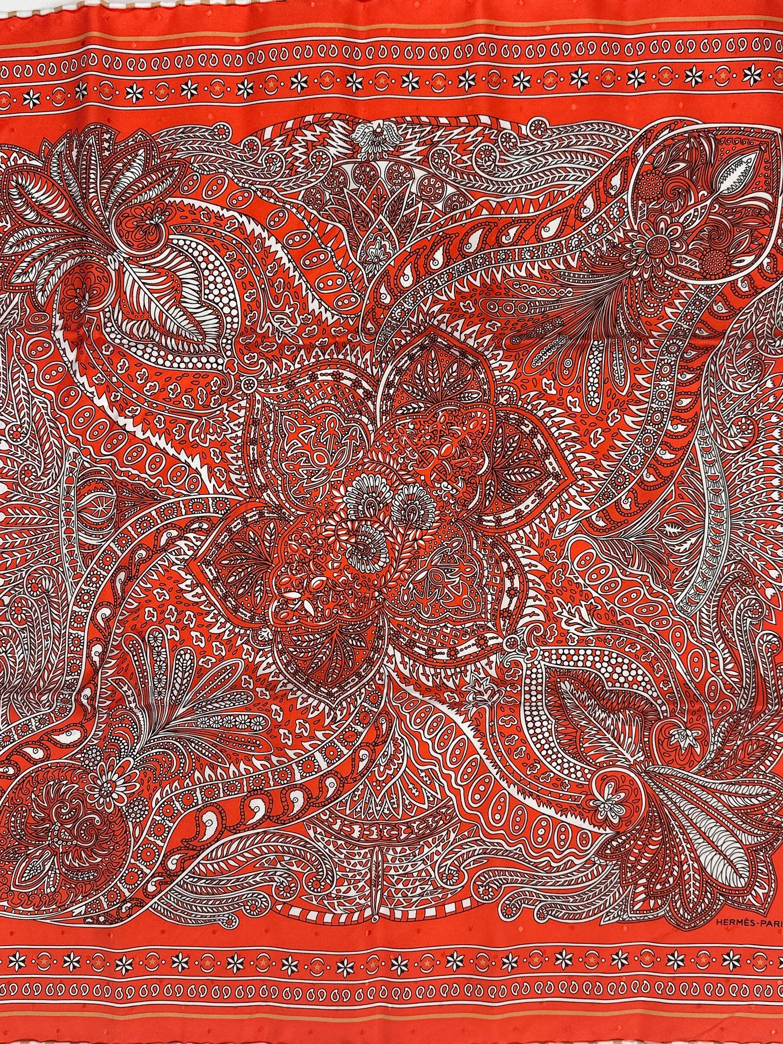 Hermès Le Jardin de Maharani Jacquard Bandana 55