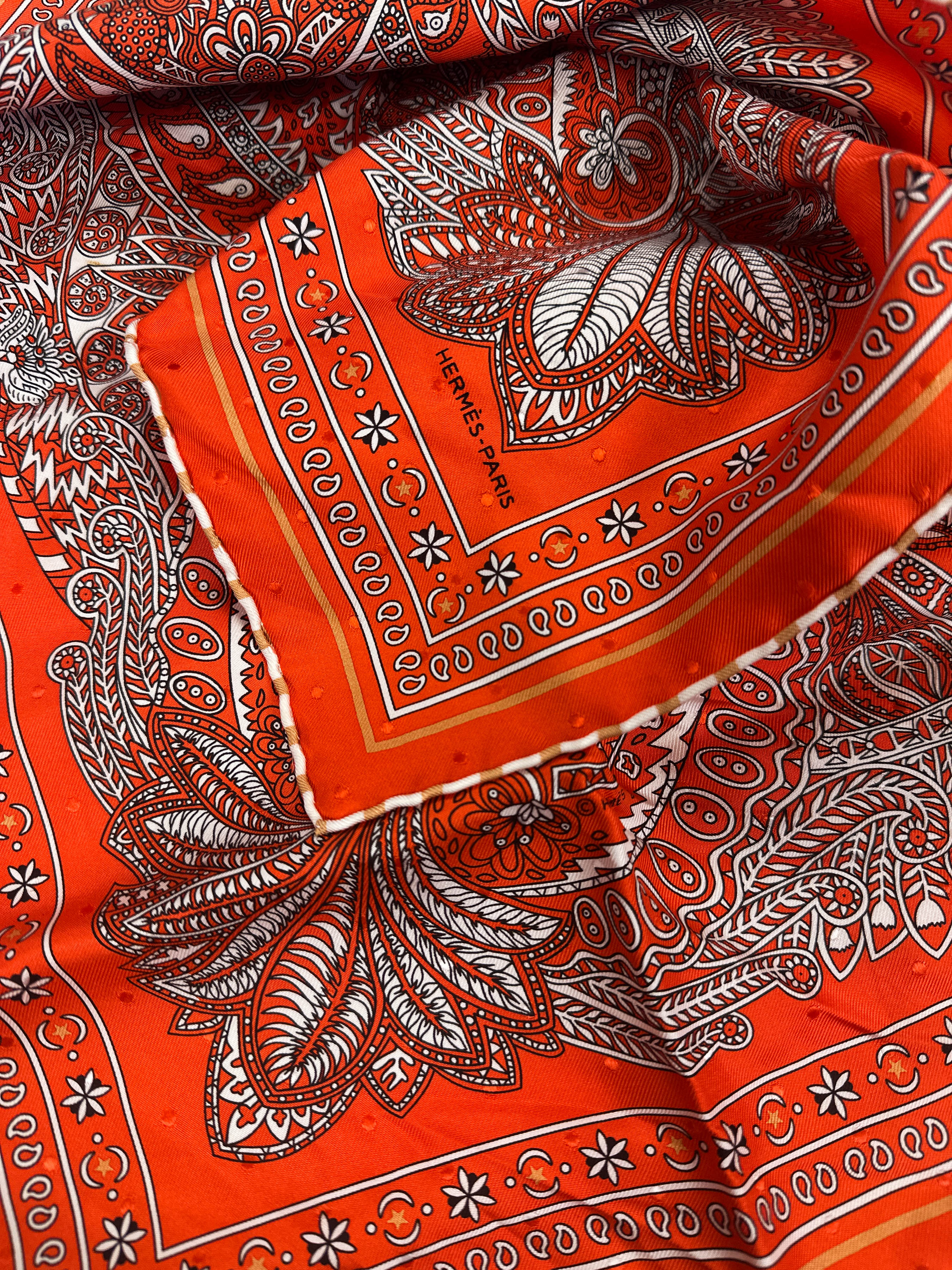 Hermès Le Jardin de Maharani Jacquard Bandana 55