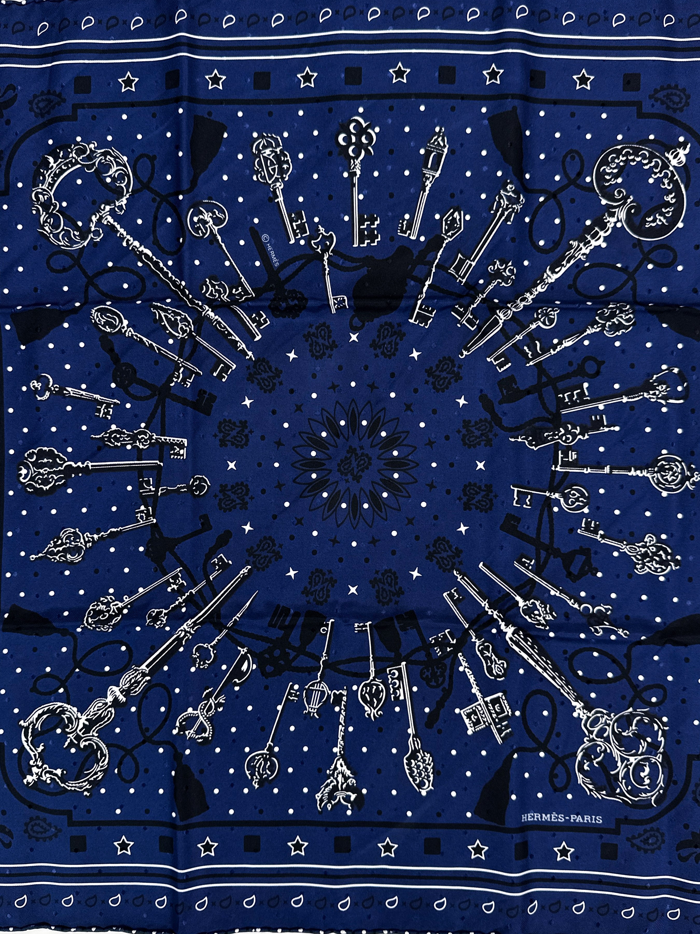 Hermès Les Cles Jacquard Bandana 55