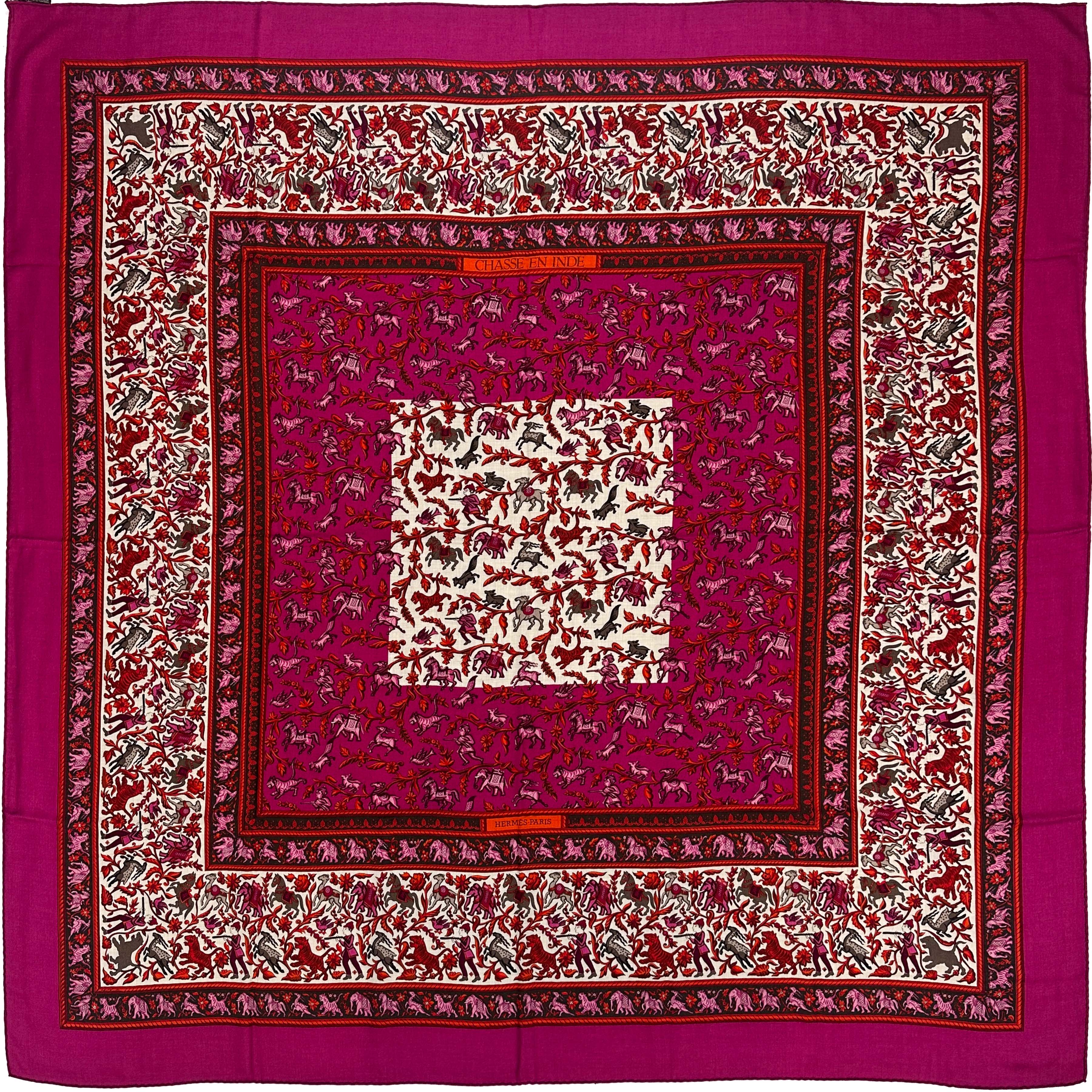 Hermès Chasse en Inde Cashmere Silk 140