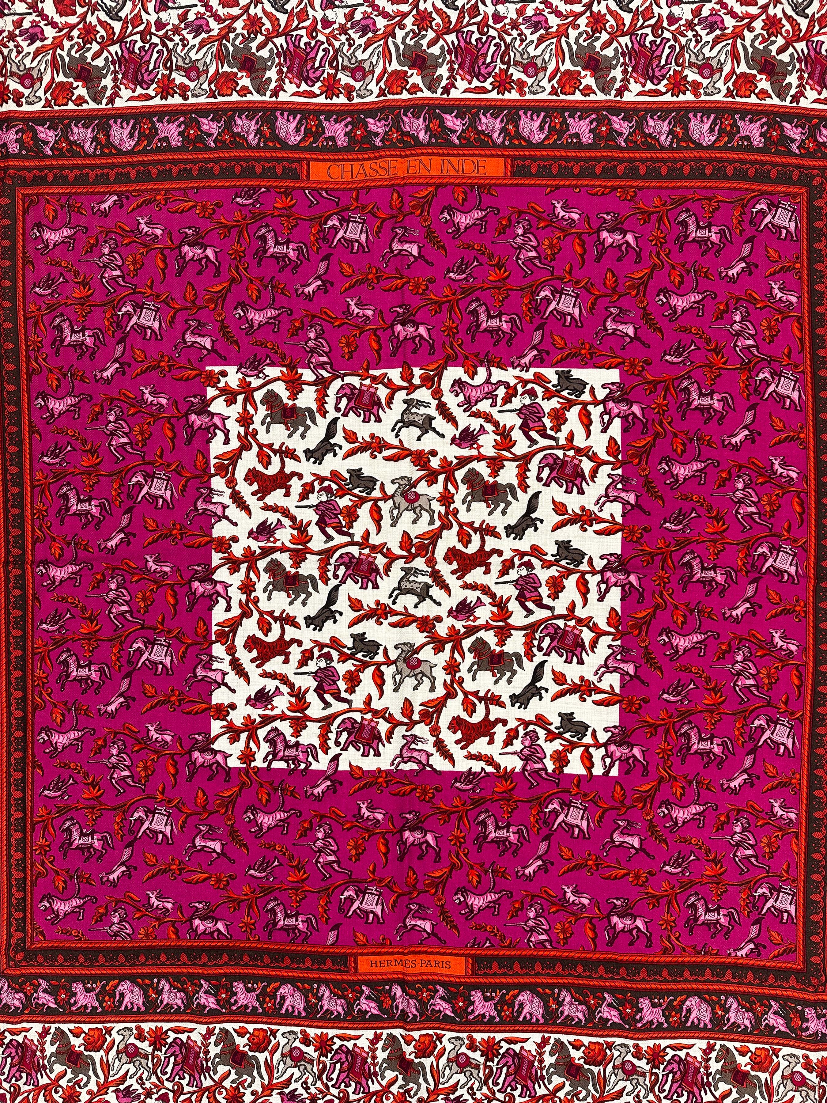 Hermès Chasse en Inde Cashmere Silk 140