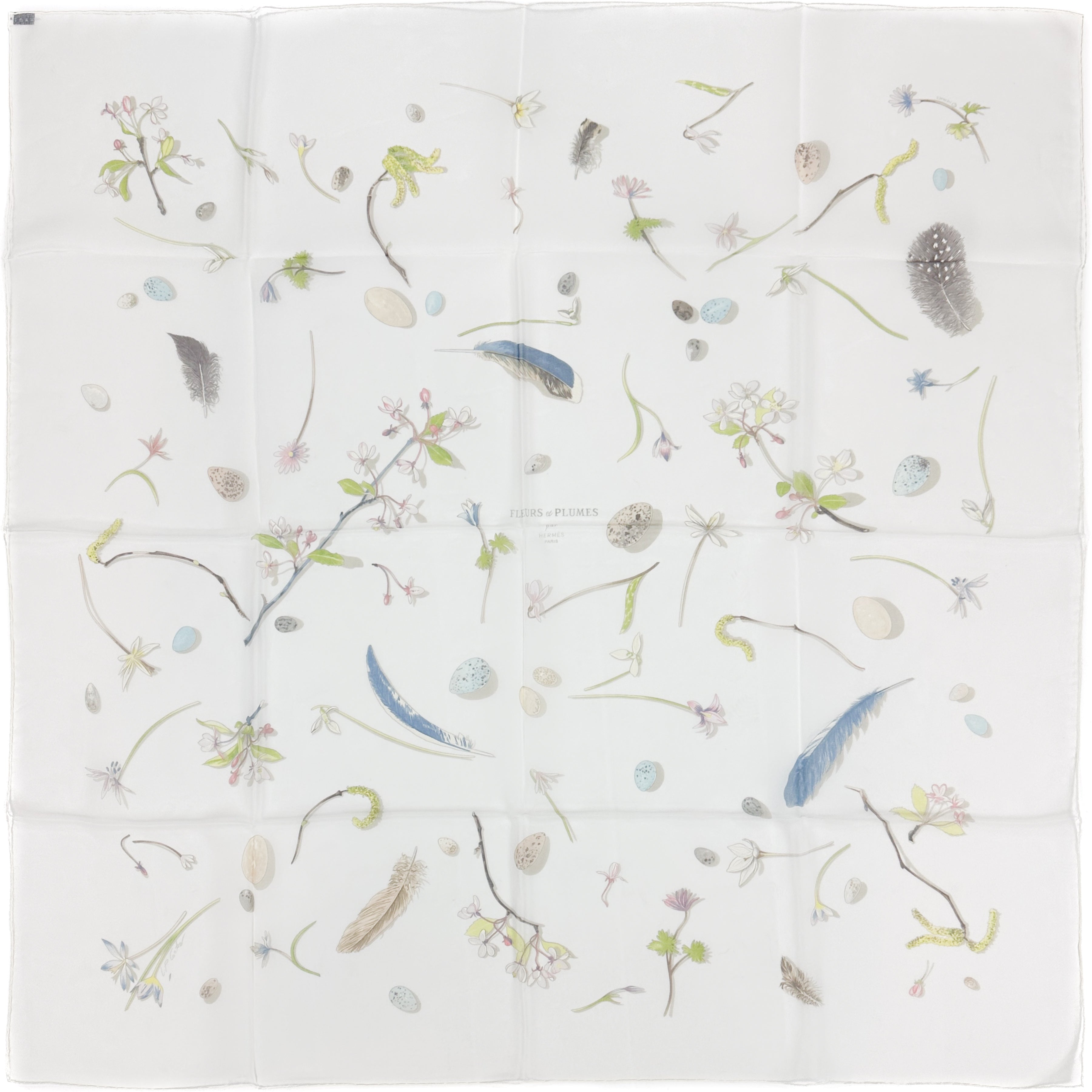 Hermès Fleurs et Plumes Mousseline 90