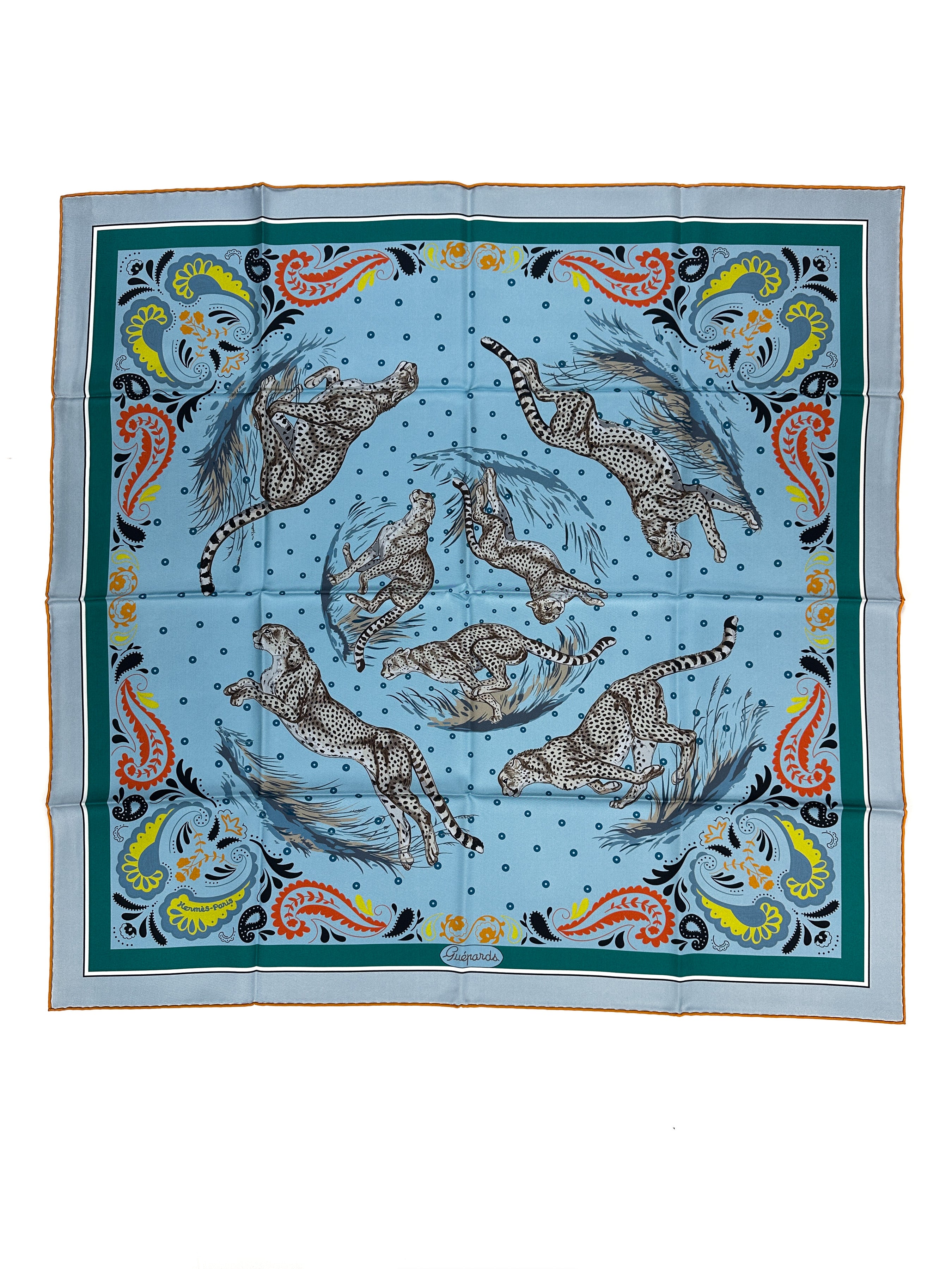 Hermès Guépards Bandana Double Face 90