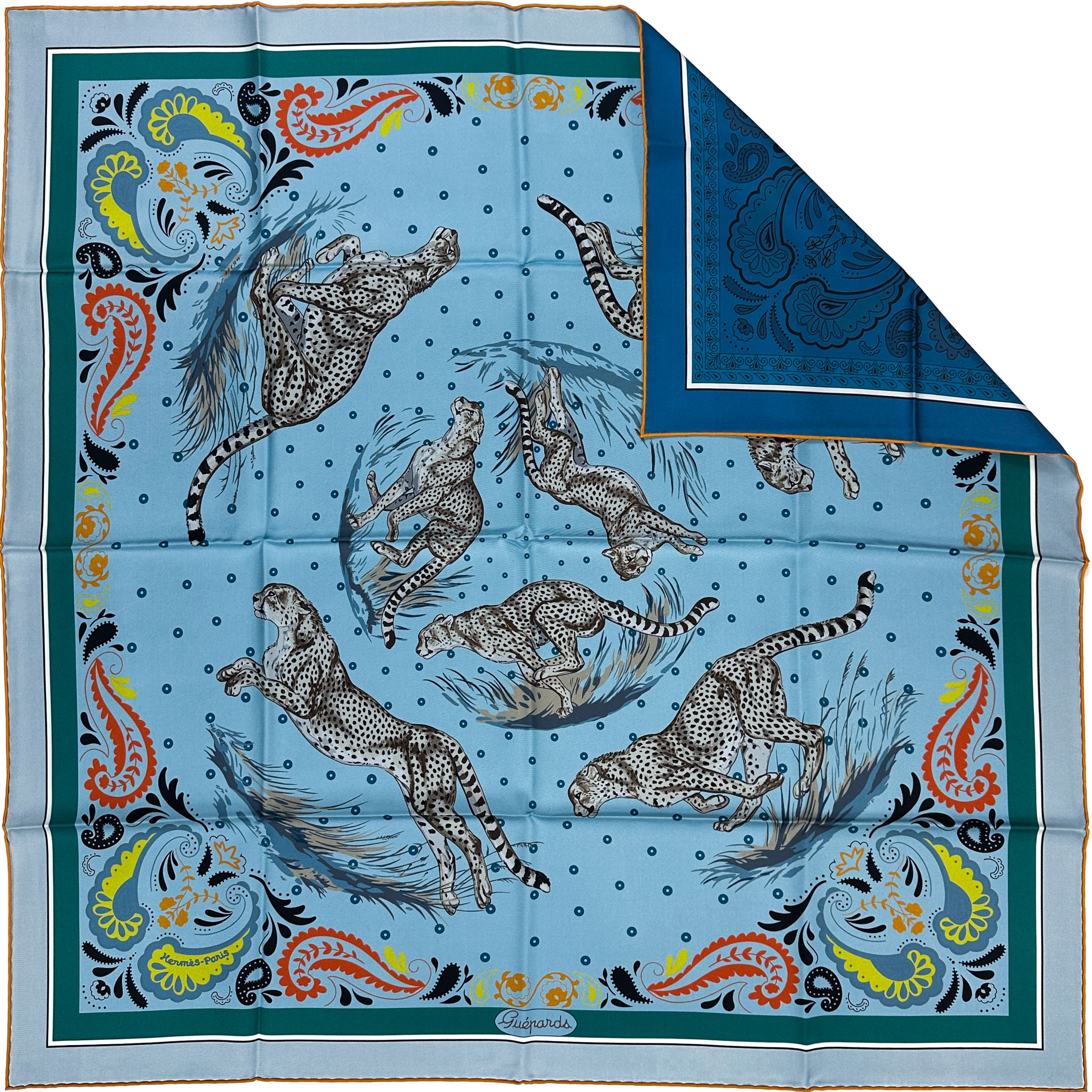 Hermès Guépards Bandana Double Face 90