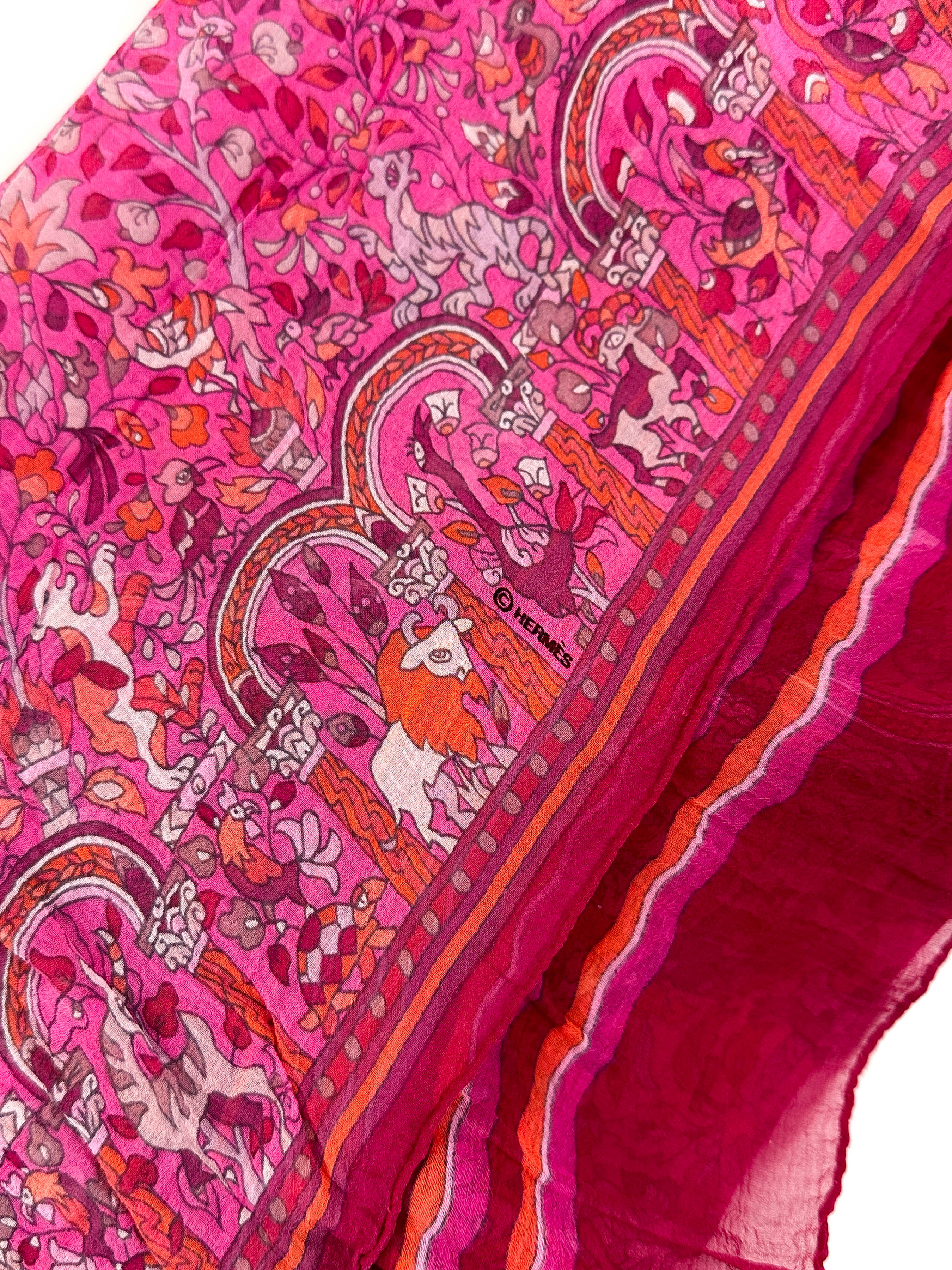 Hermès Les Jardins d'Arménie Mousseline Shawl