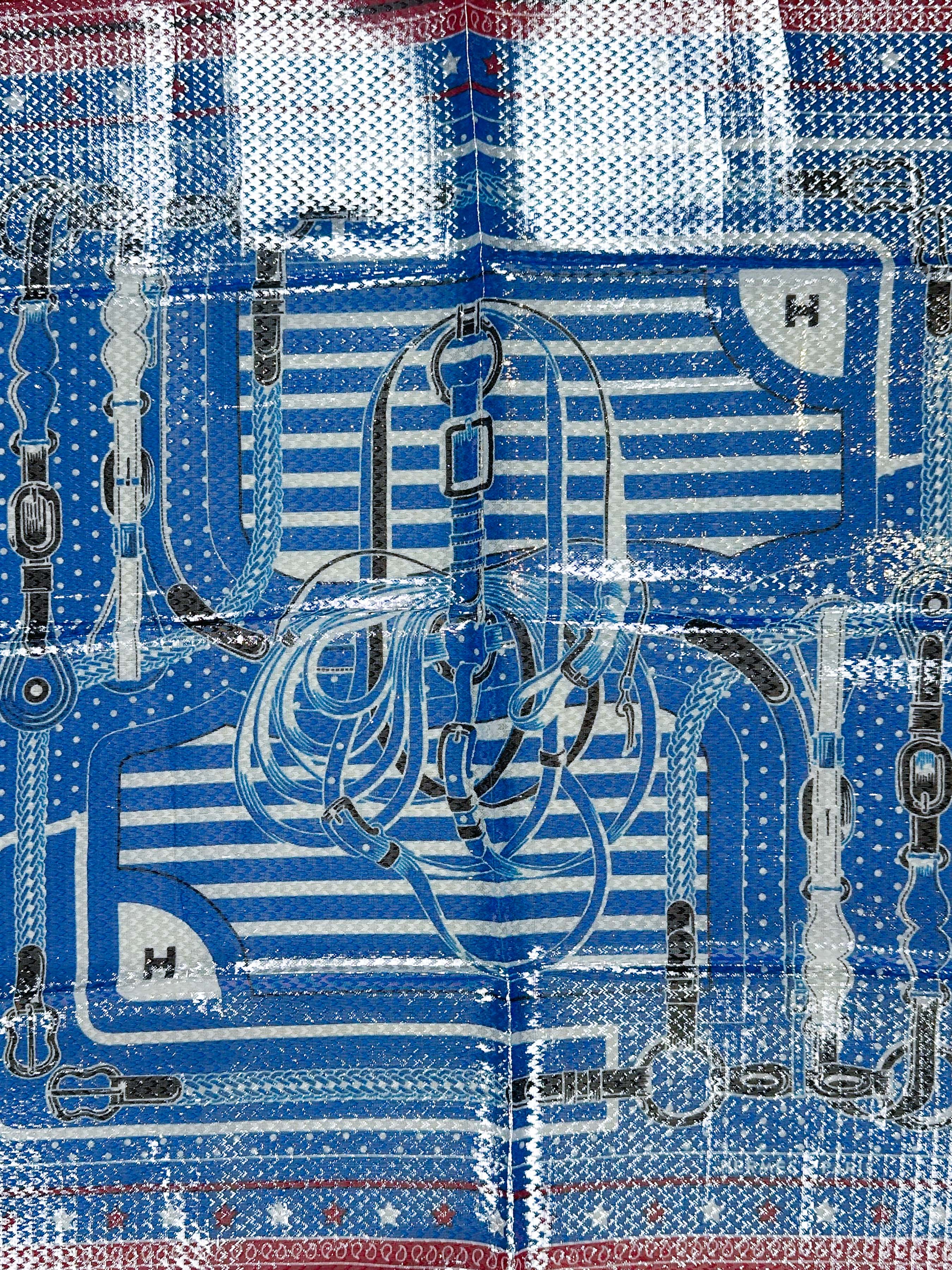 Hermès Coaching Disco Metallic Bandana 55