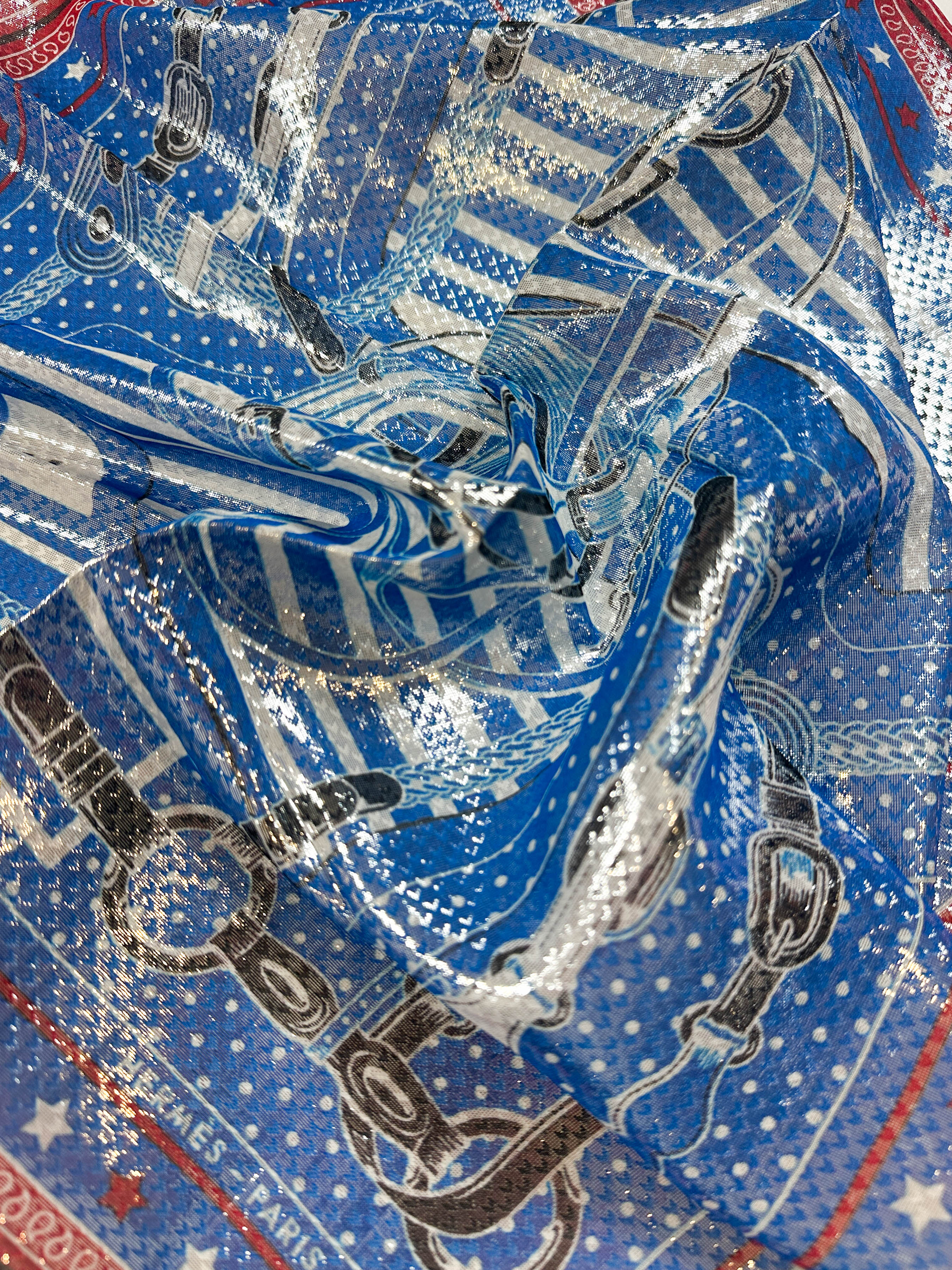 Hermès Coaching Disco Metallic Bandana 55
