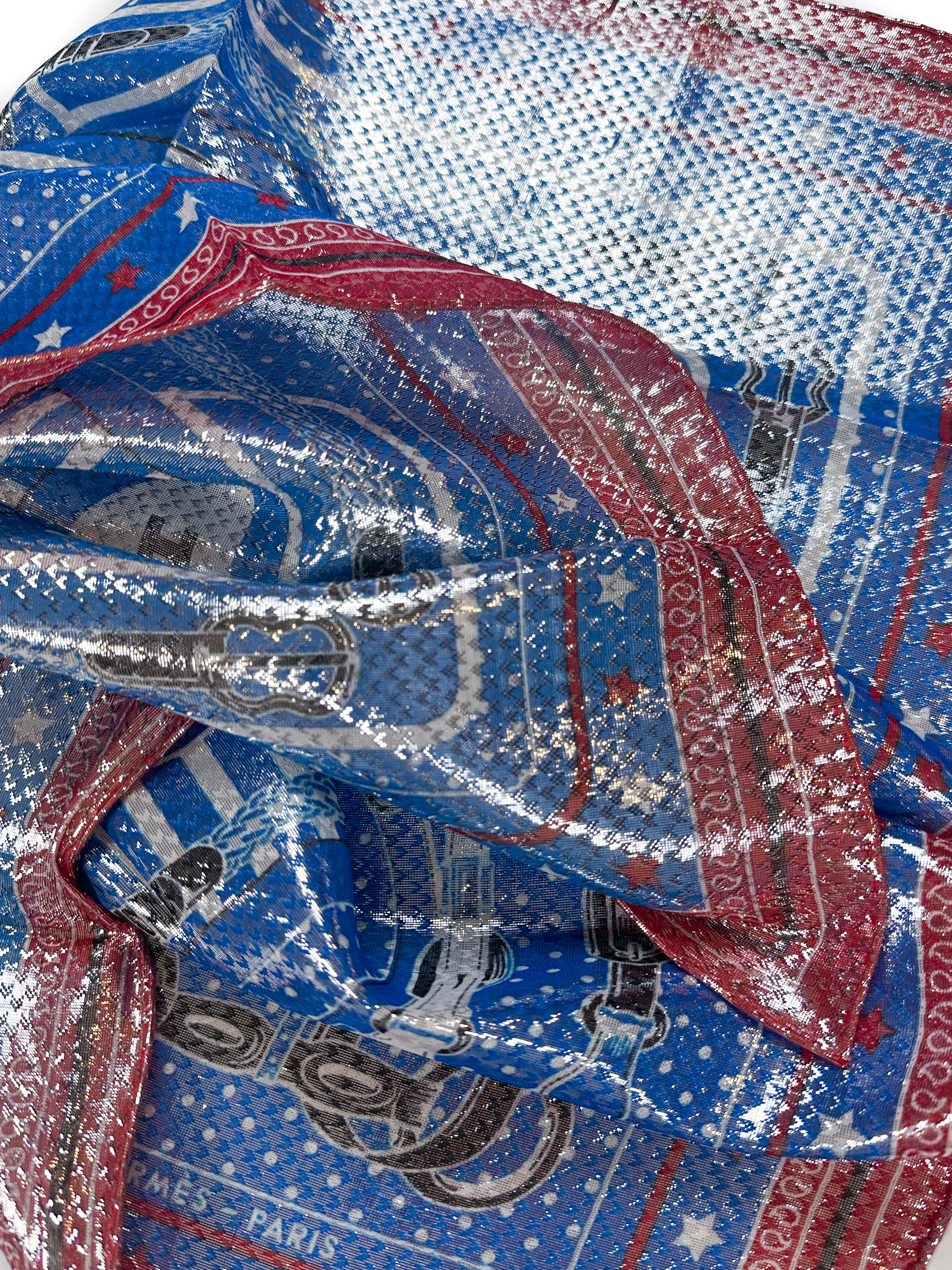Hermès Coaching Disco Metallic Bandana 55