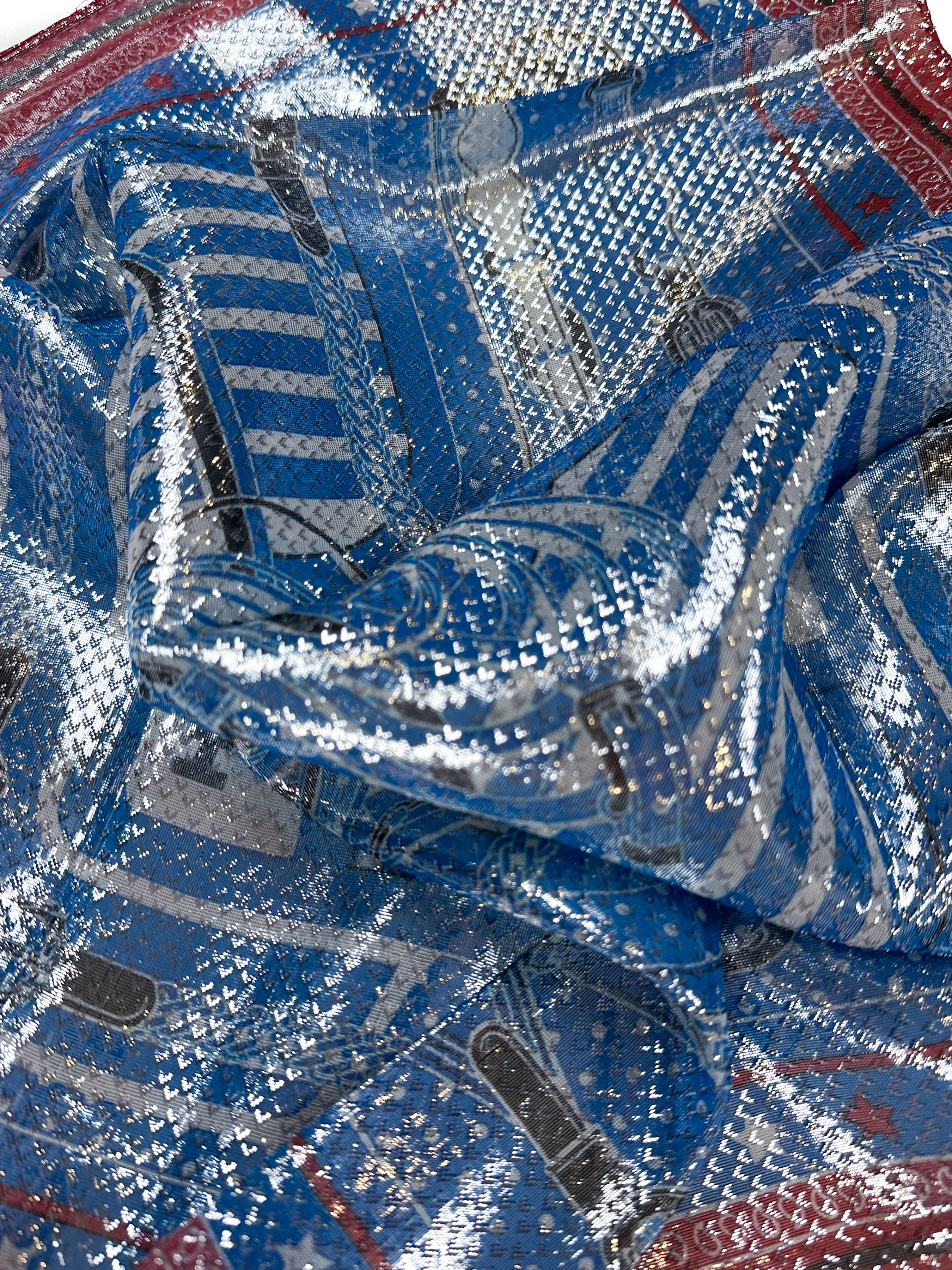 Hermès Coaching Disco Metallic Bandana 55