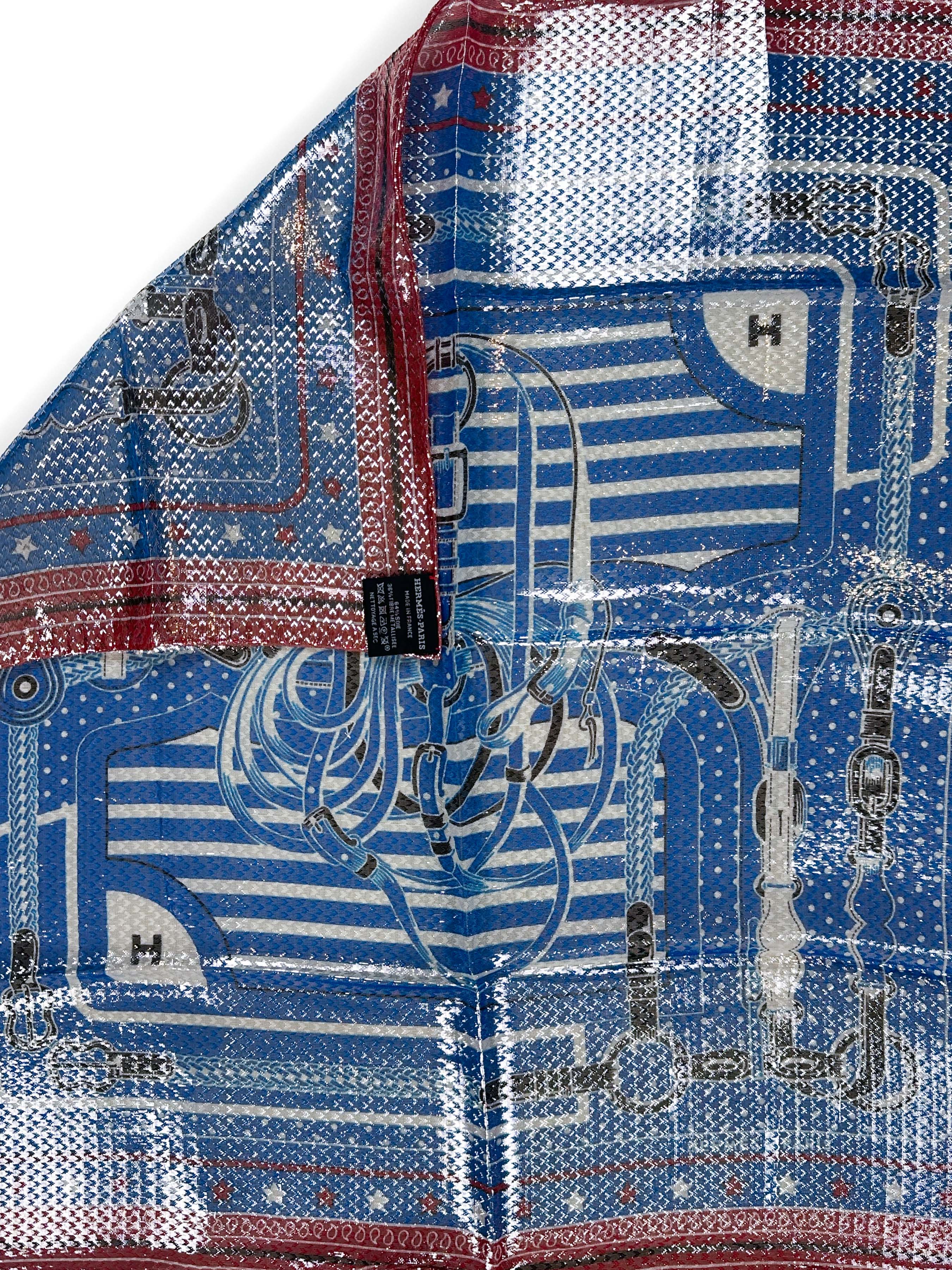 Hermès Coaching Disco Metallic Bandana 55