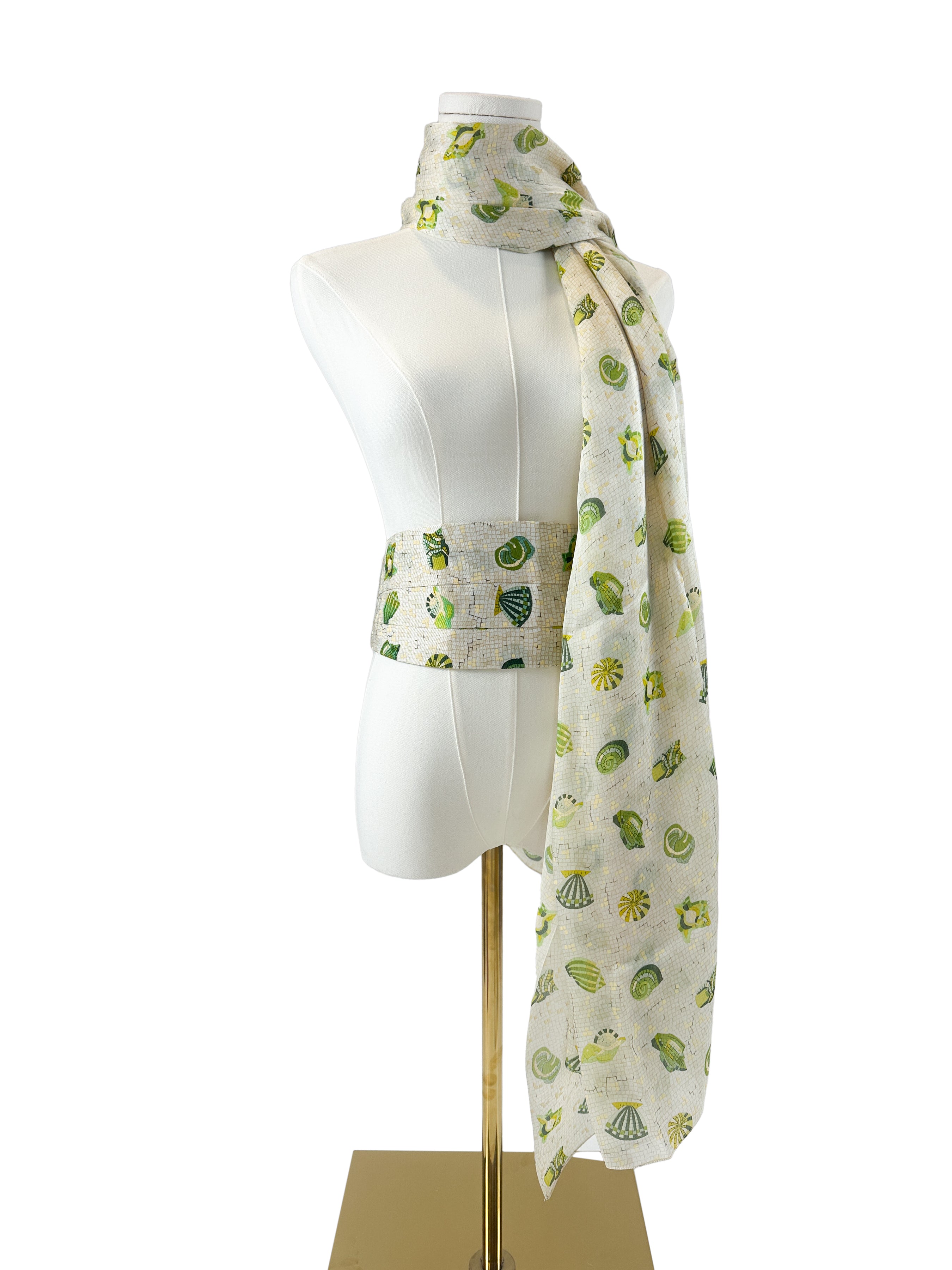 Hermès Coquillages en Mosaïque Shawl & Cummerbund Set