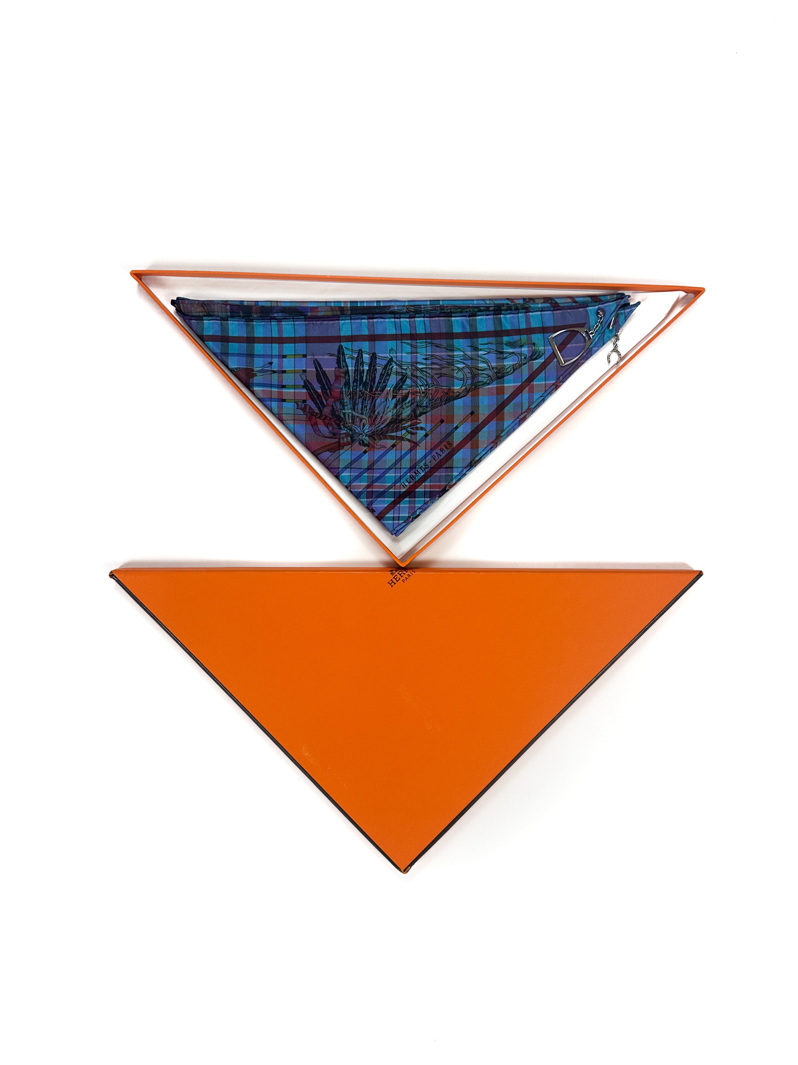 Hermès Pani La Shar Pawnee Pointe Madras Silk Taffeta Charm Triangle