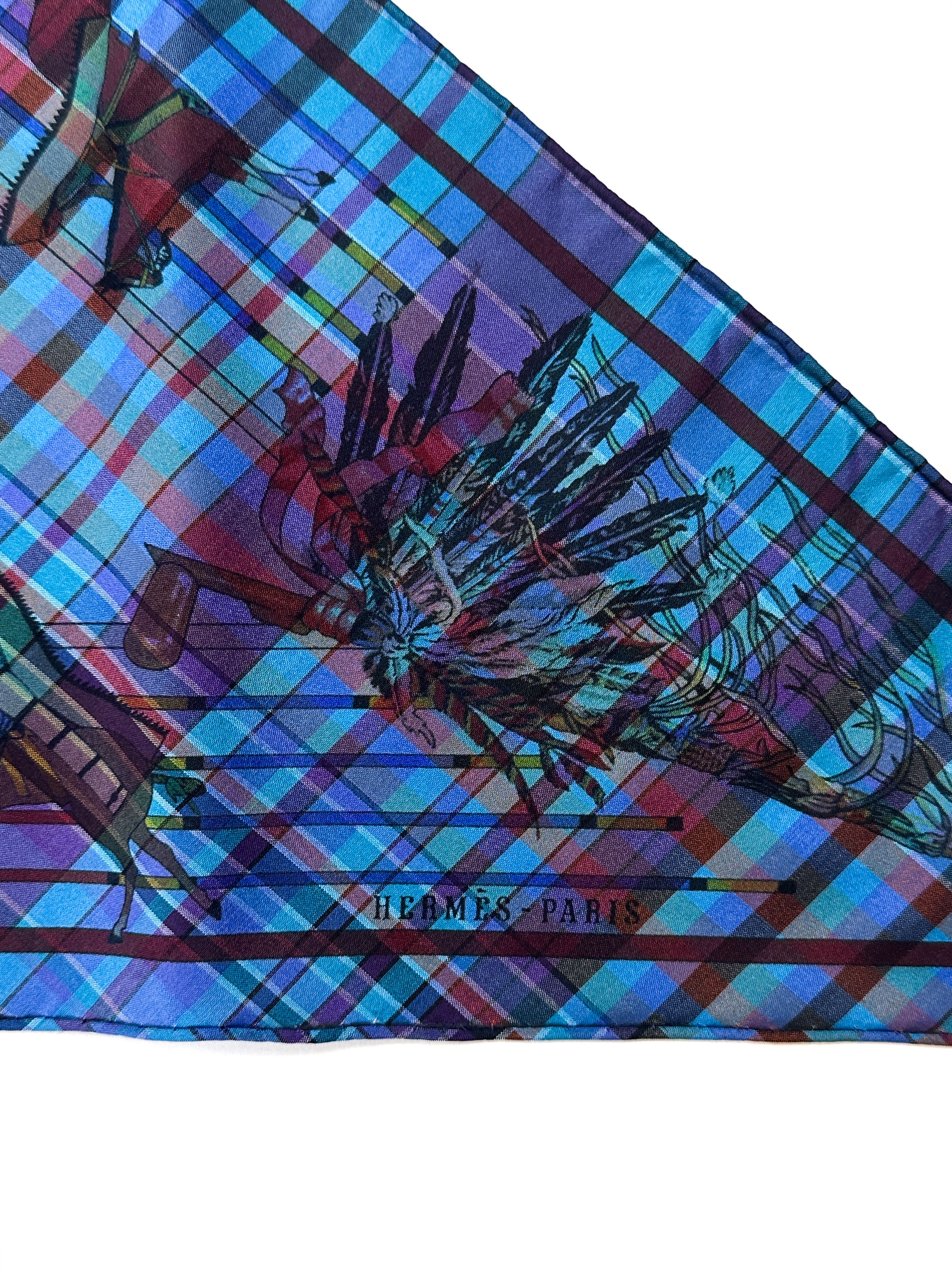 Hermès Pani La Shar Pawnee Pointe Madras Silk Taffeta Charm Triangle