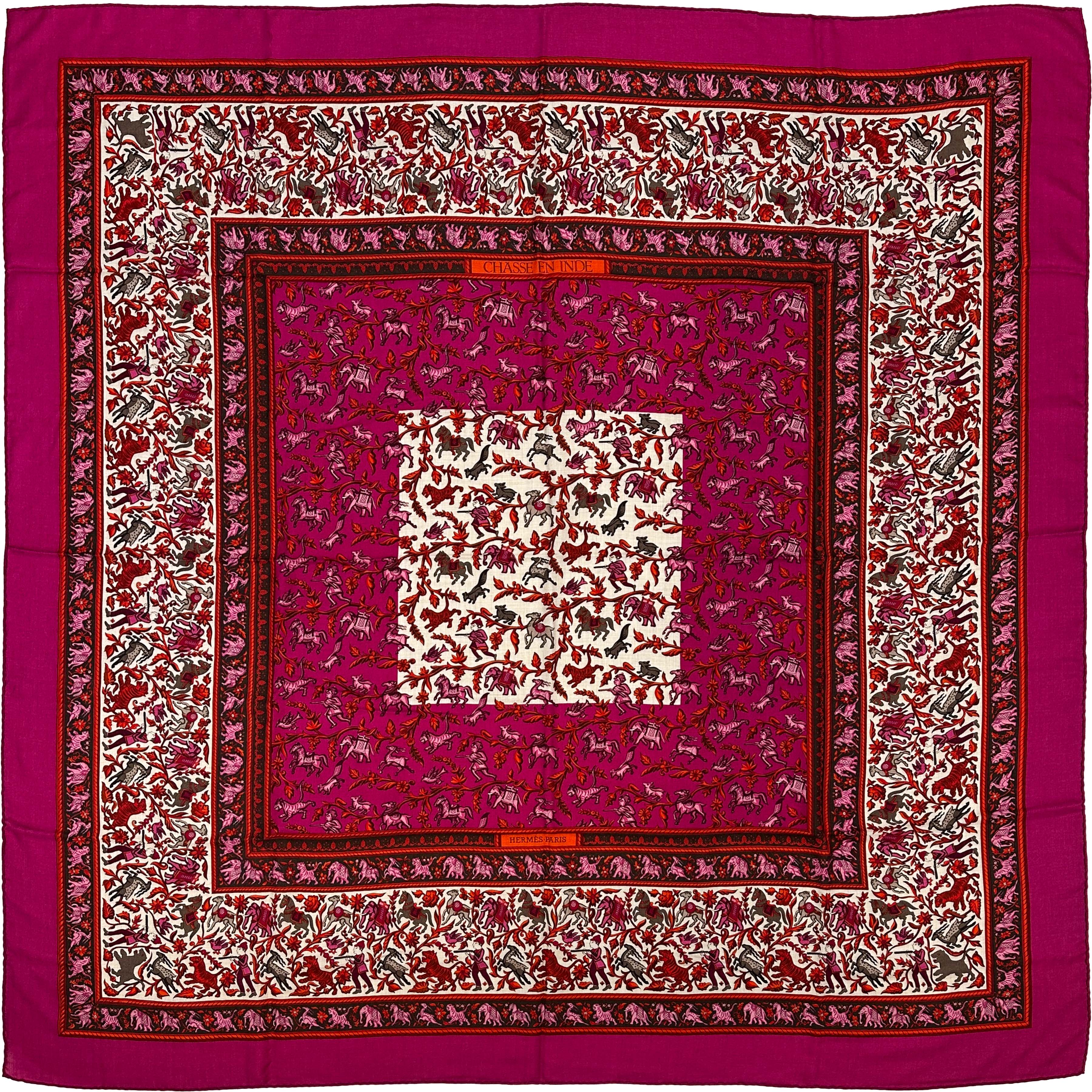 Hermès Chasse en Inde Cashmere Silk 140