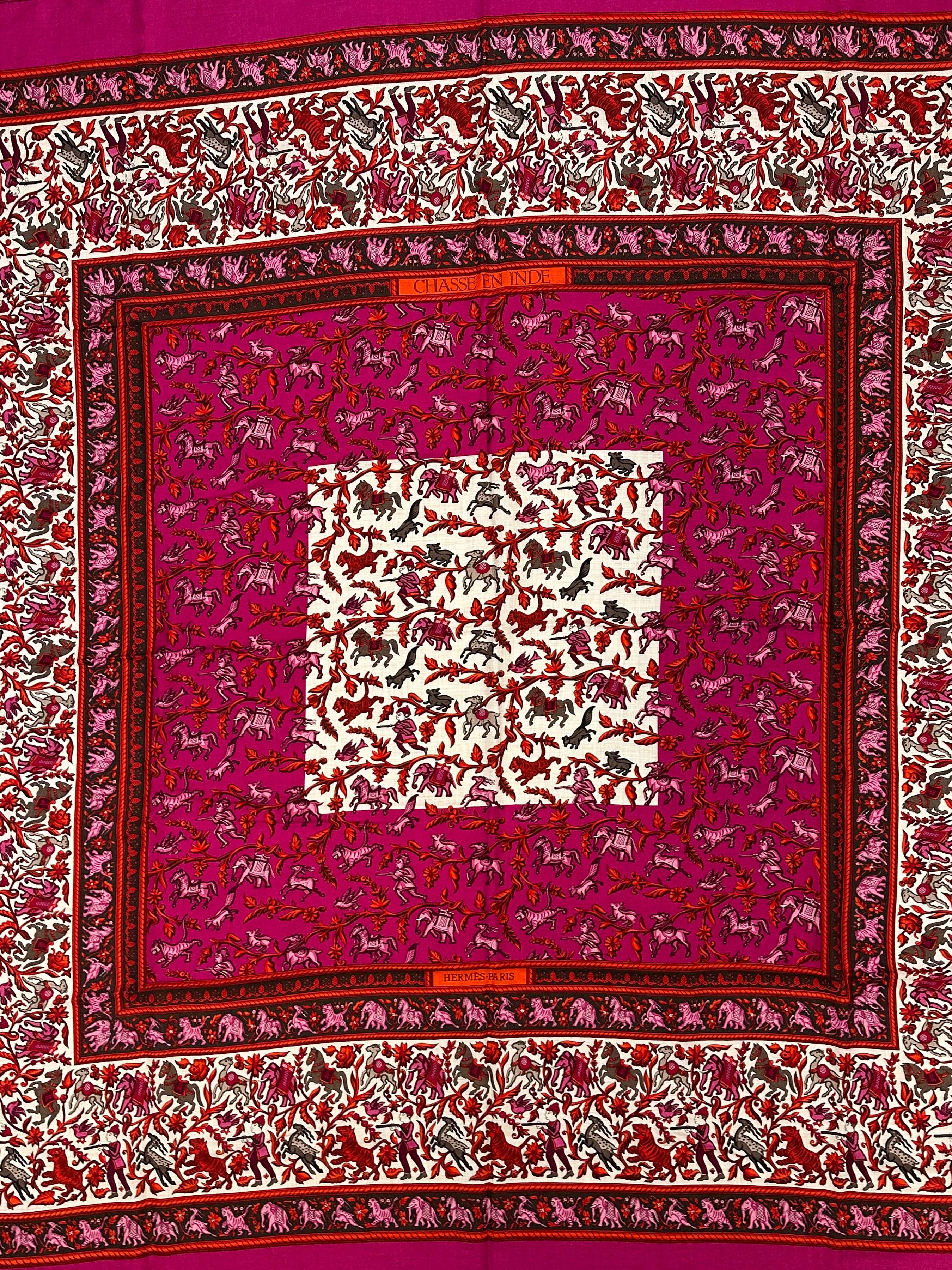Hermès Chasse en Inde Cashmere Silk 140