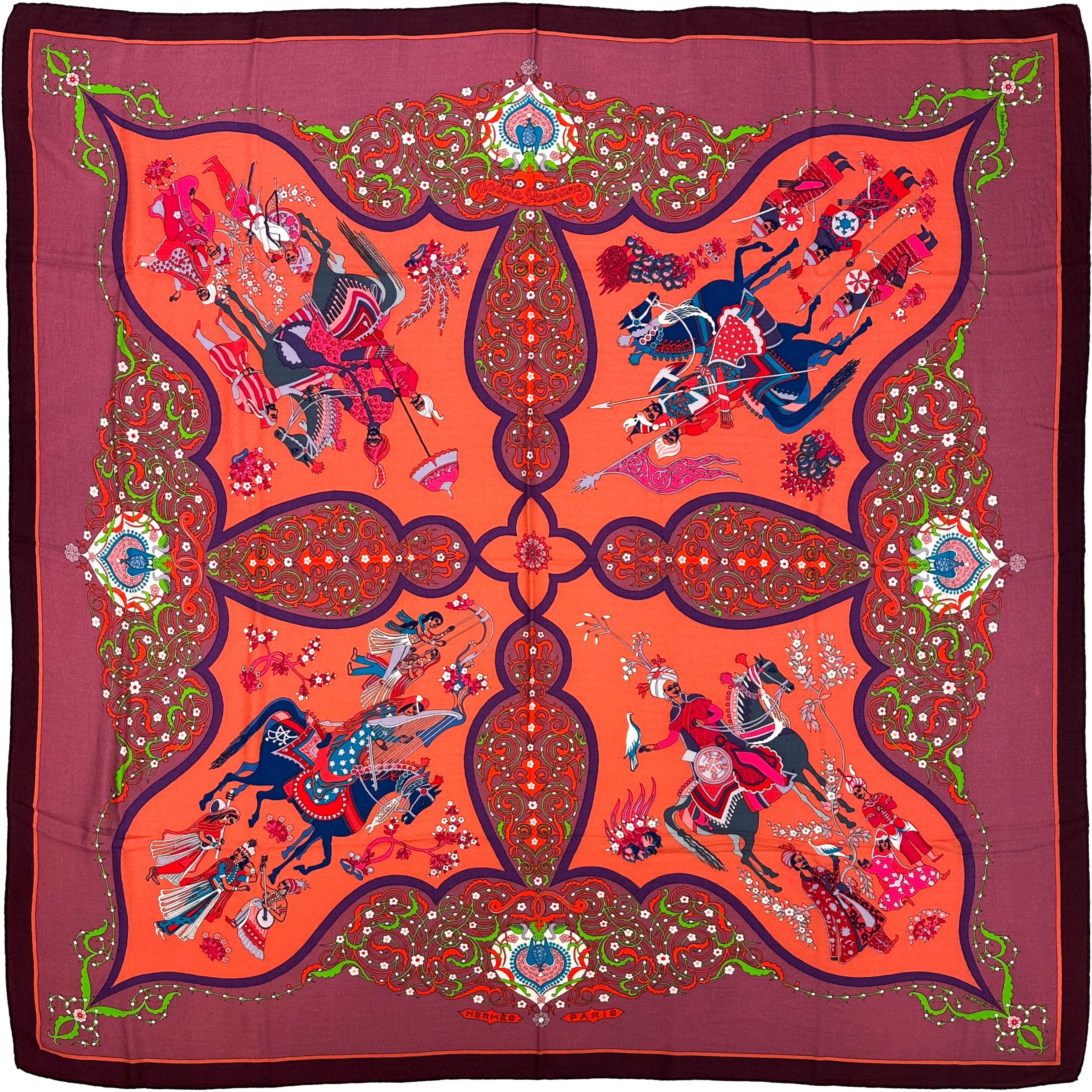 Hermès Poésie Persane Cashmere Silk 140