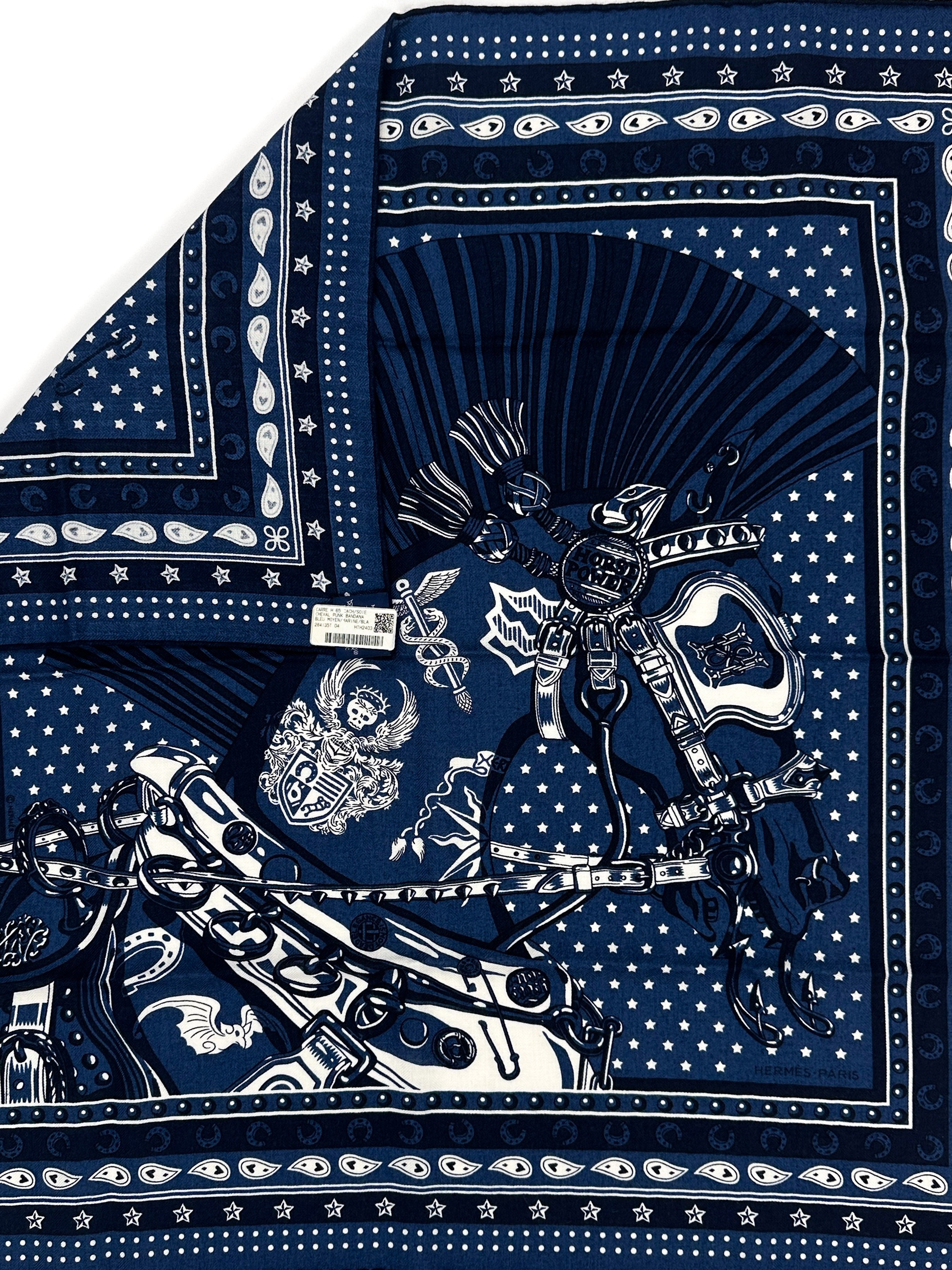 Hermès Cheval Punk Bandana Cashmere Silk 65