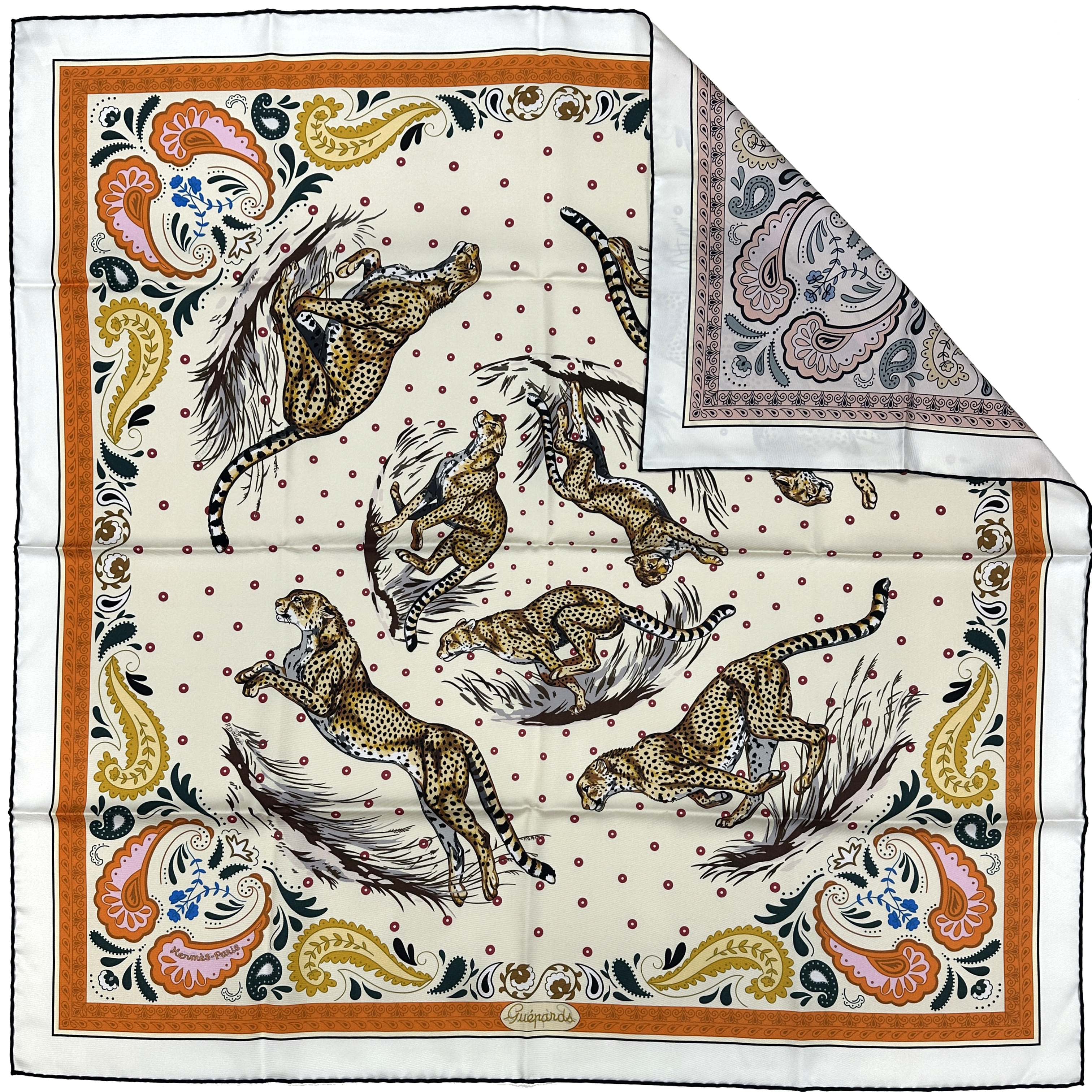Hermès Guépards Bandana Double Face 90