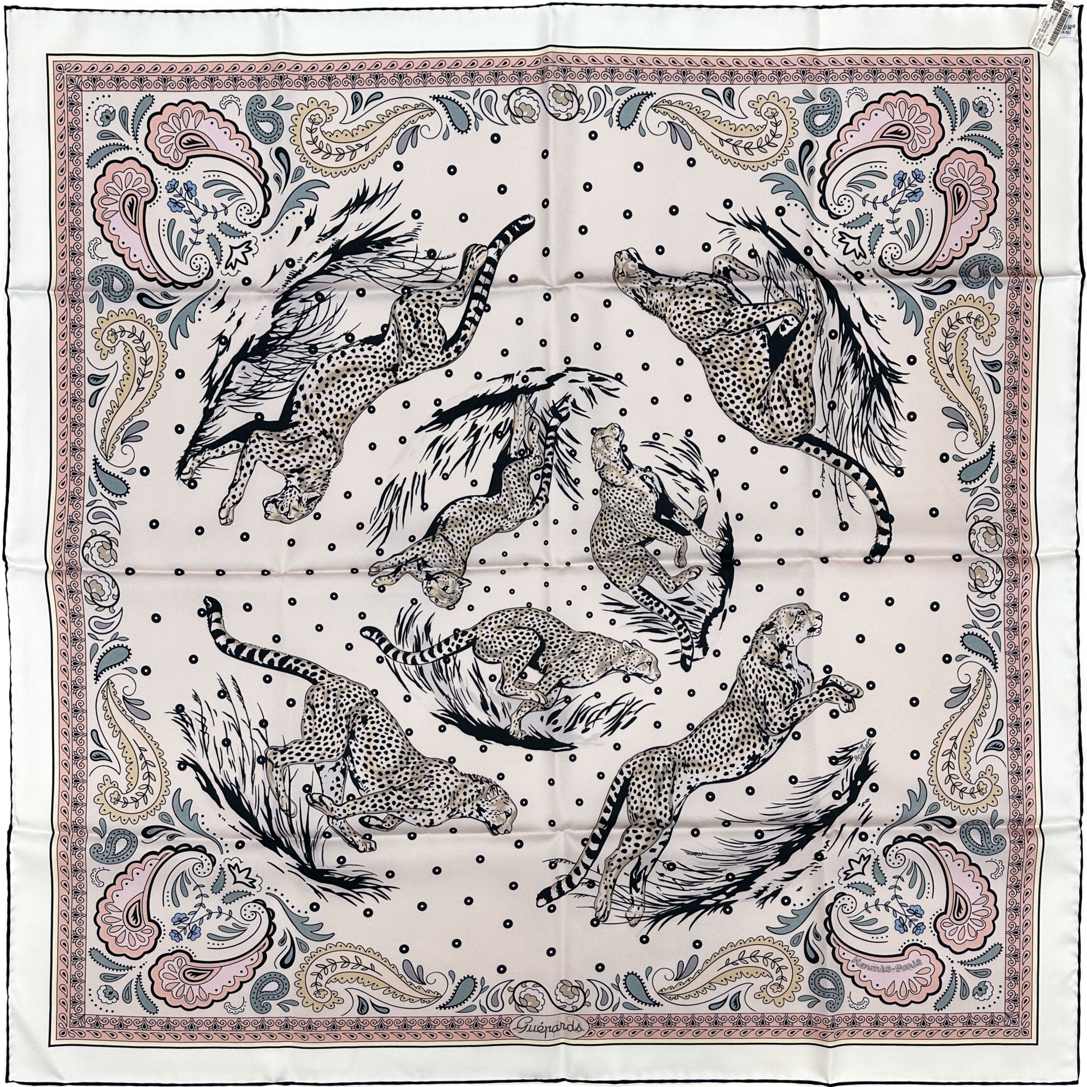Hermès Guépards Bandana Double Face 90