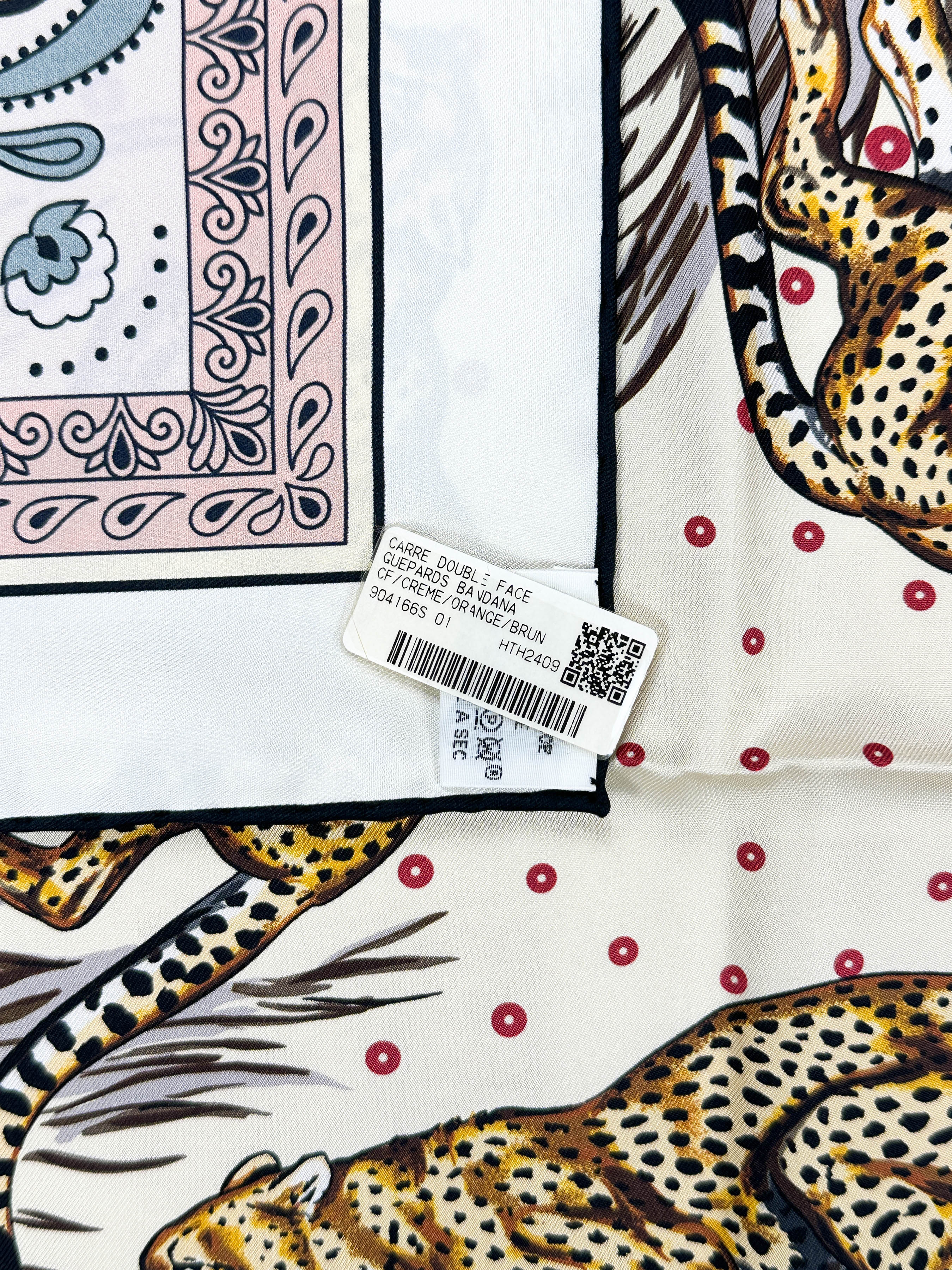 Hermès Guépards Bandana Double Face 90