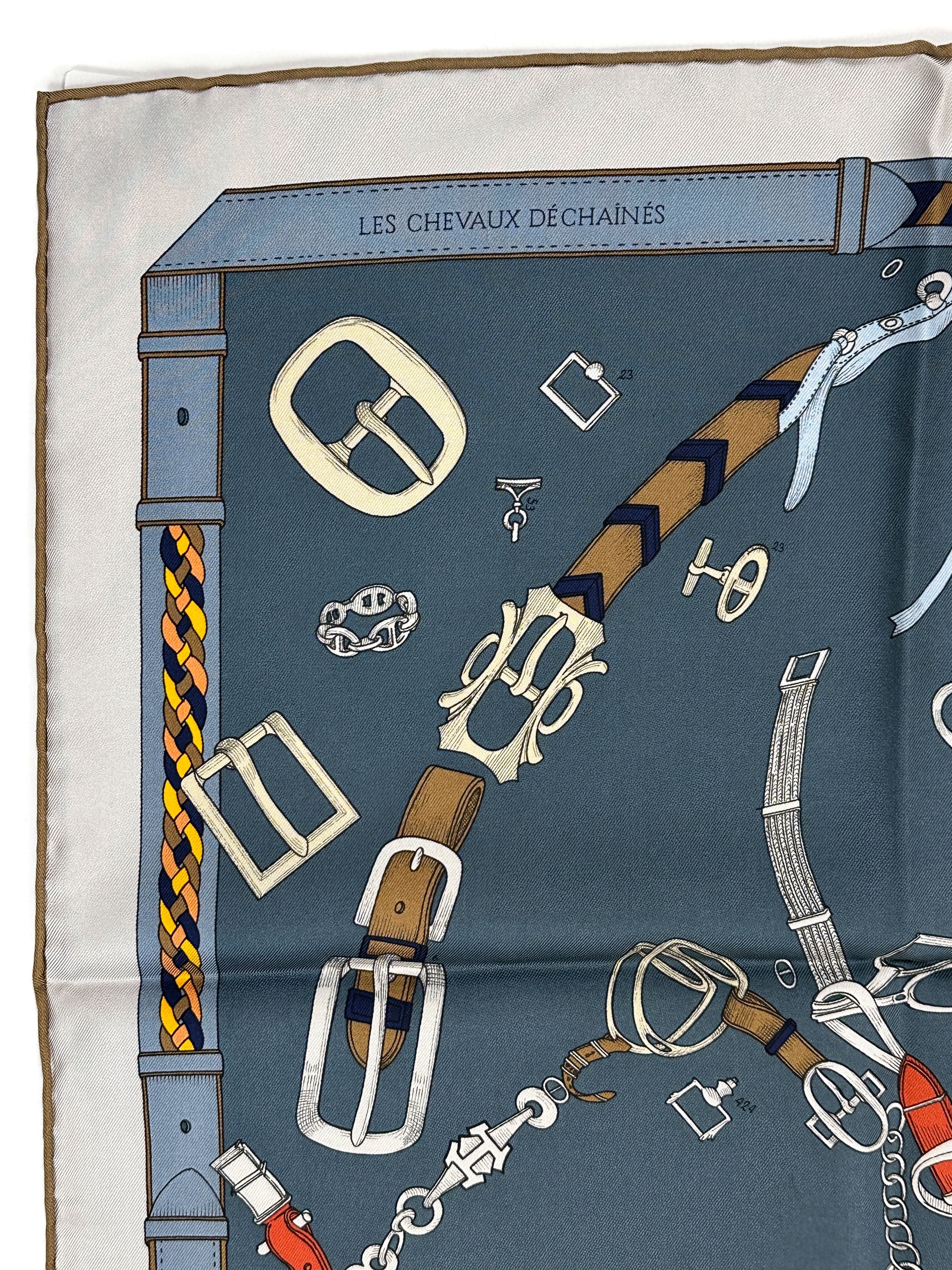 HERMÈS カレ90 LU ALLURES DU CHEVAL Les allures du cheval 1 blue - Hermès Scarf Details | Scarf Sage