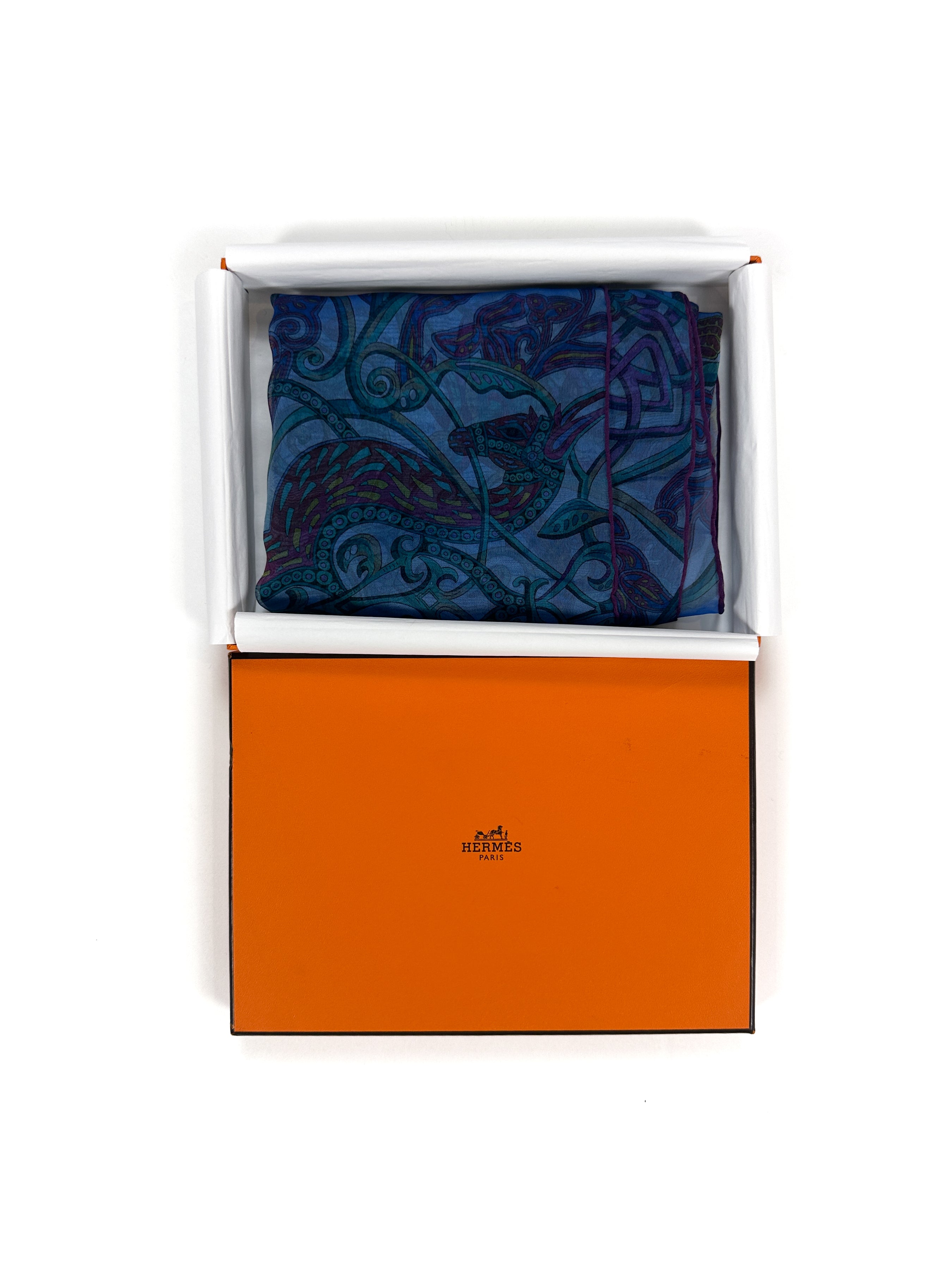 Hermès La Charmante Aux Animaux Mousseline Stole