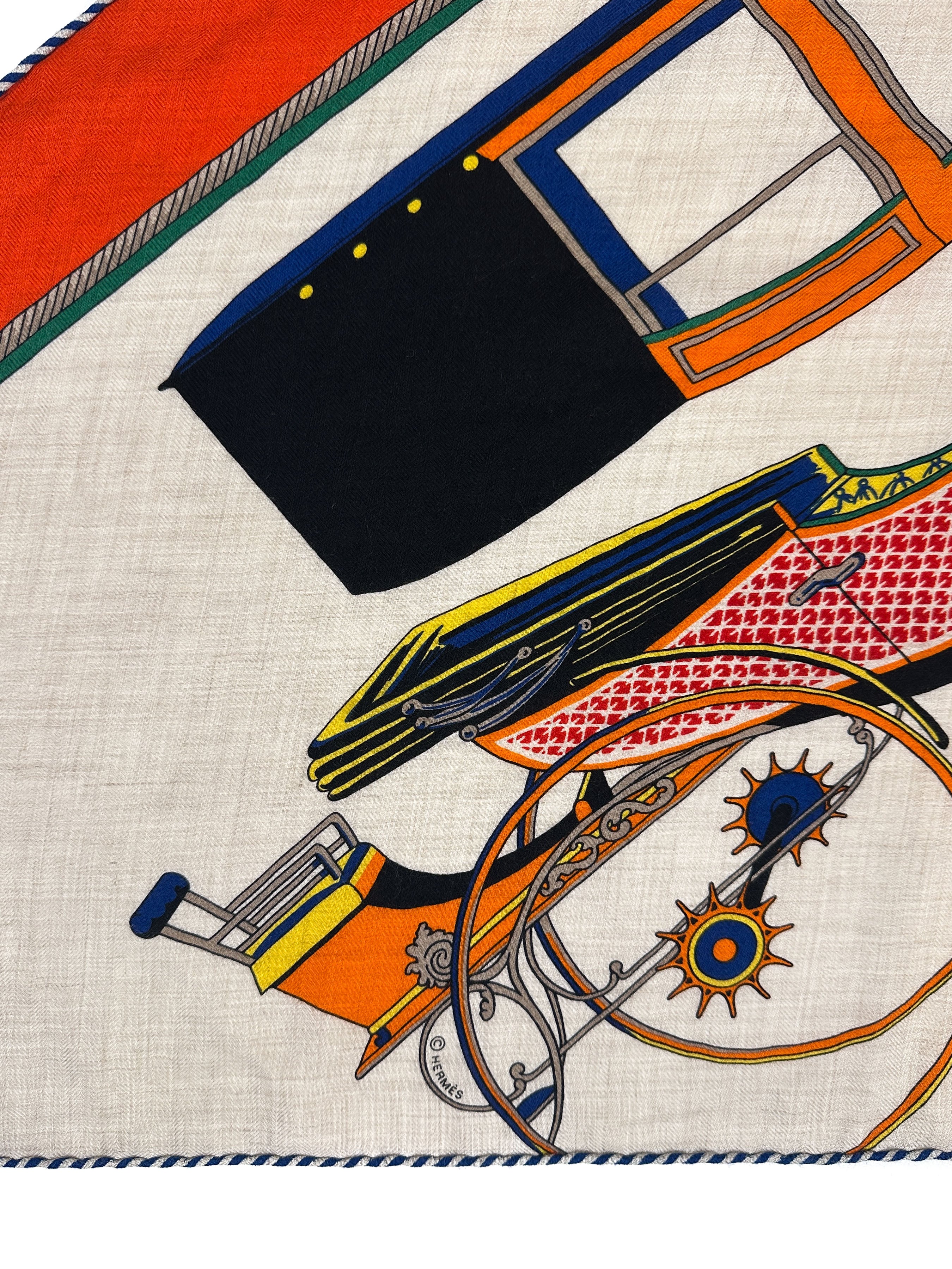Hermès Les Voitures à Transformation Cashmere Silk Giant Triangle