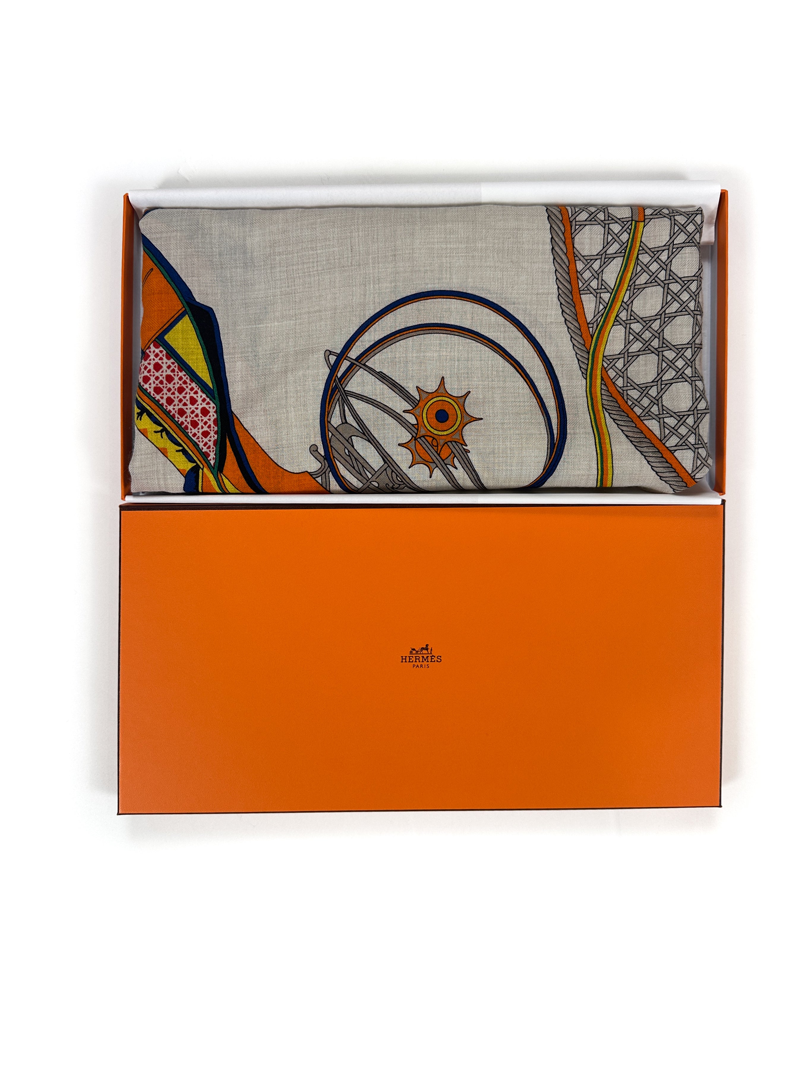 Hermès Les Voitures à Transformation Cashmere Silk Giant Triangle