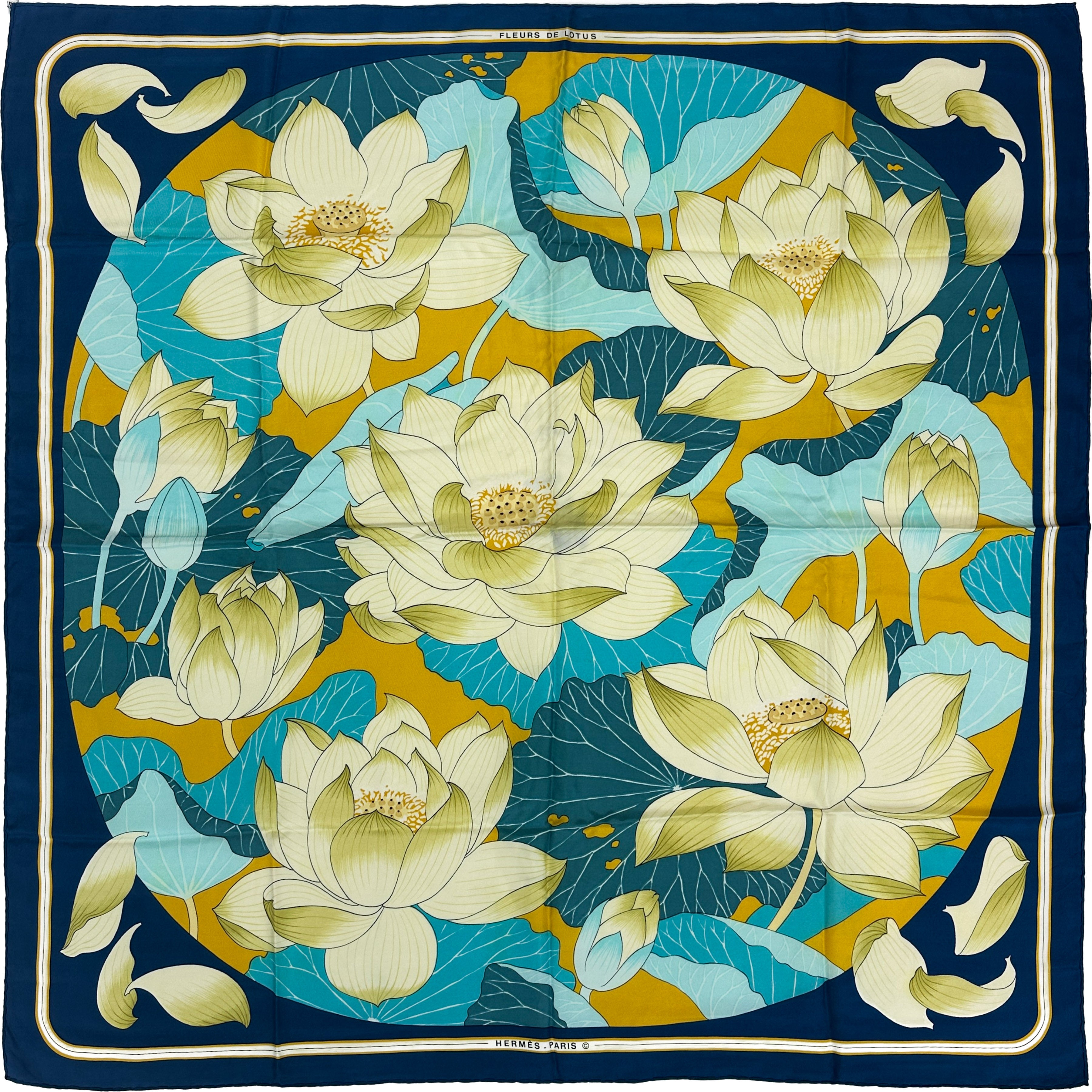 HERMES エルメス スカーフ FLEURS DE LOTUS カレ90 Hermès Fleurs de Lotus 90
