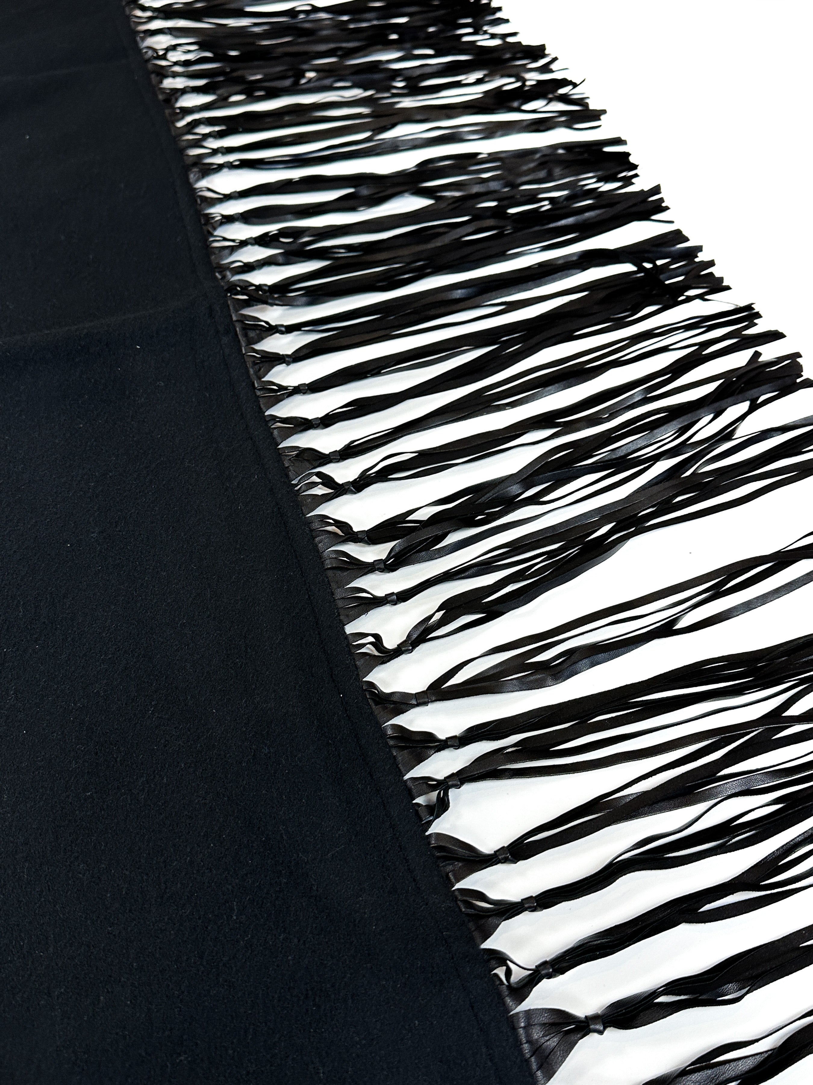 Hermès  Fringed Leather Plaid Cashmere Triangle Shawl